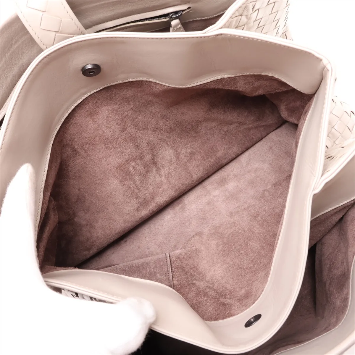 Intrecciato Roma Leather Tote Bag, Beige — view 8