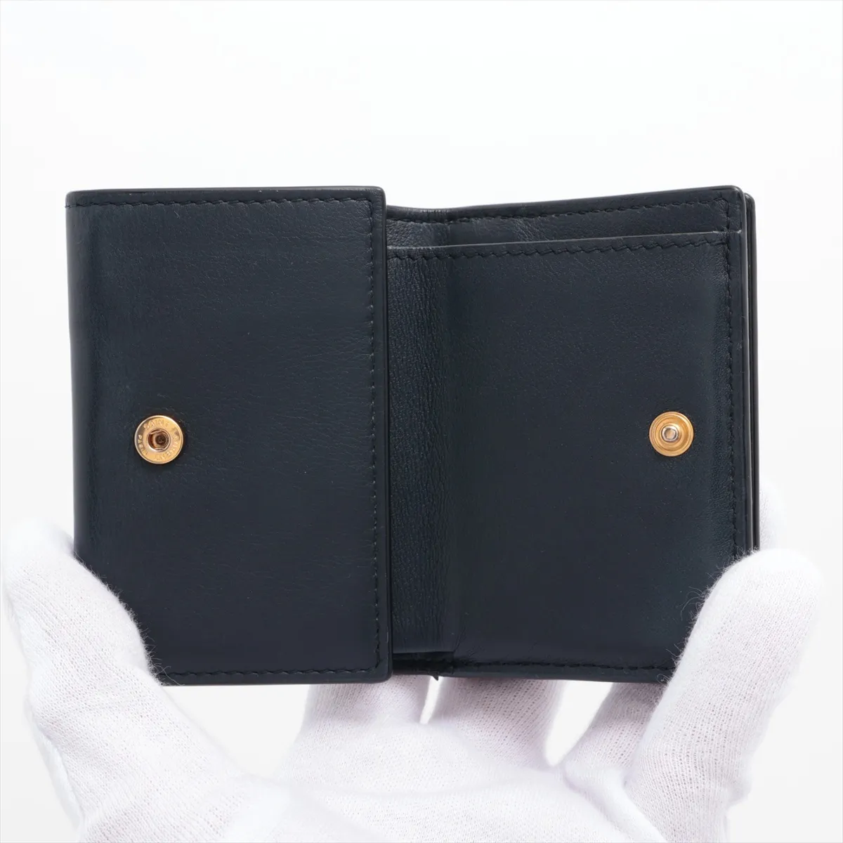 Monogram YSL GUE459880 Leather Compact Wallet Black — view 4