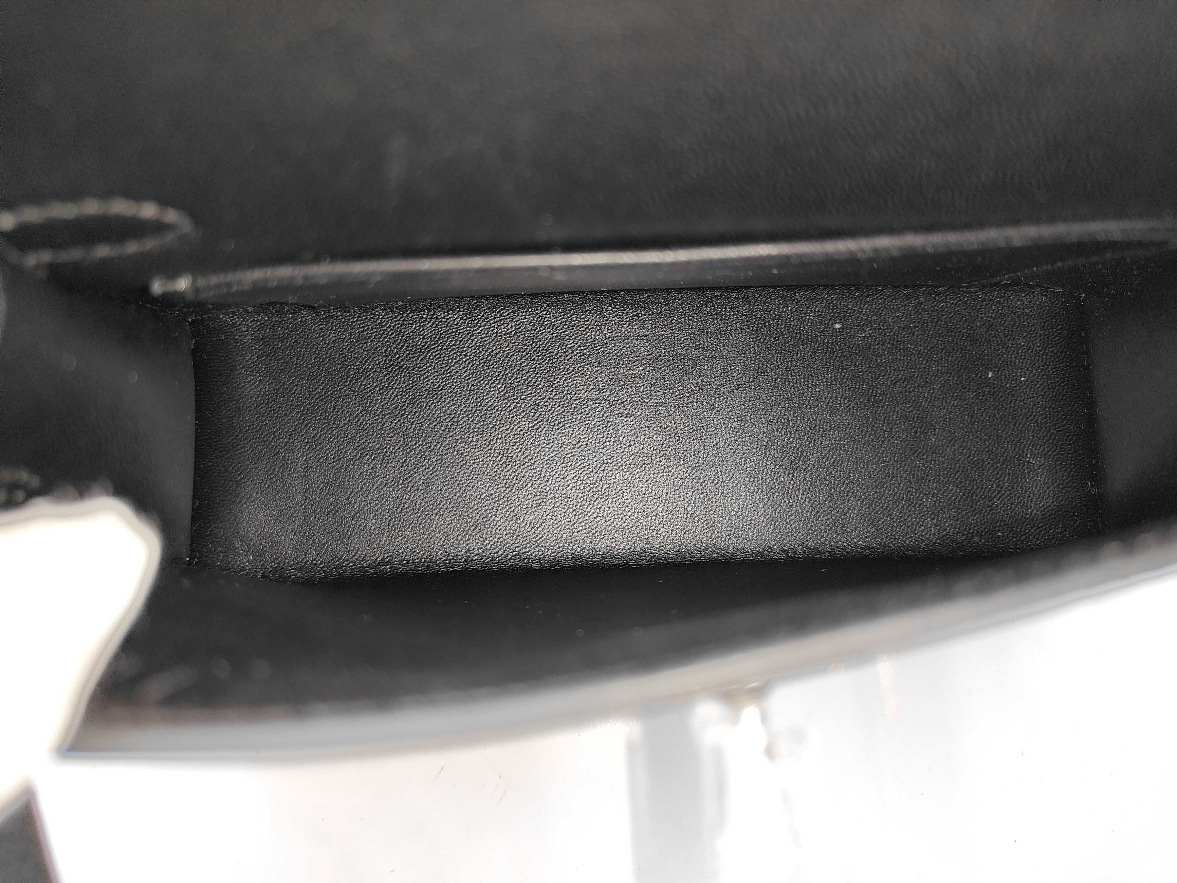 Mini Kelly Deux Epsom Leather, Black, Silver Hardware, Gold Stamp, Handbag — view 10
