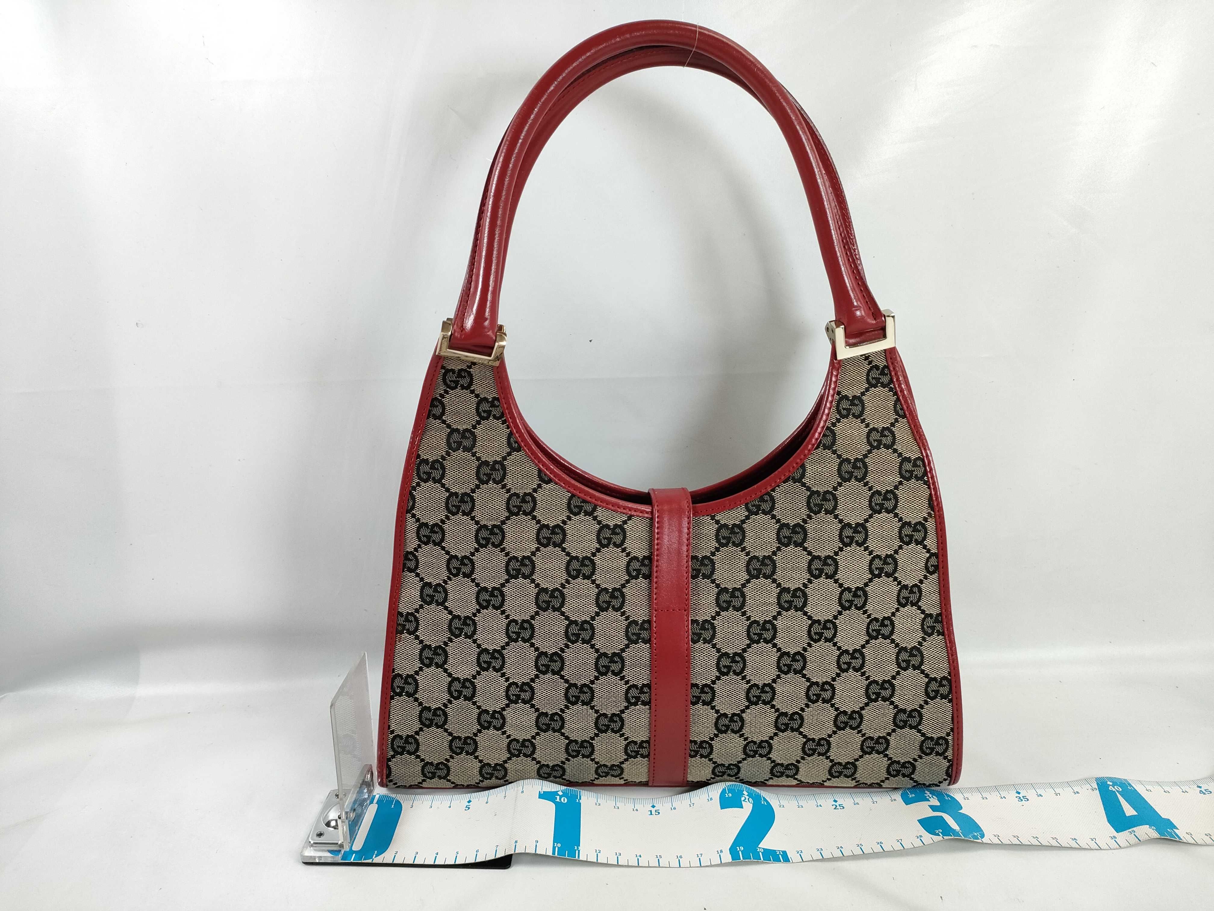 Jackie Gucci GG Canvas Jackie Canvas x Leather Handbag Red 002 1067 Shoulder Bag — view 2