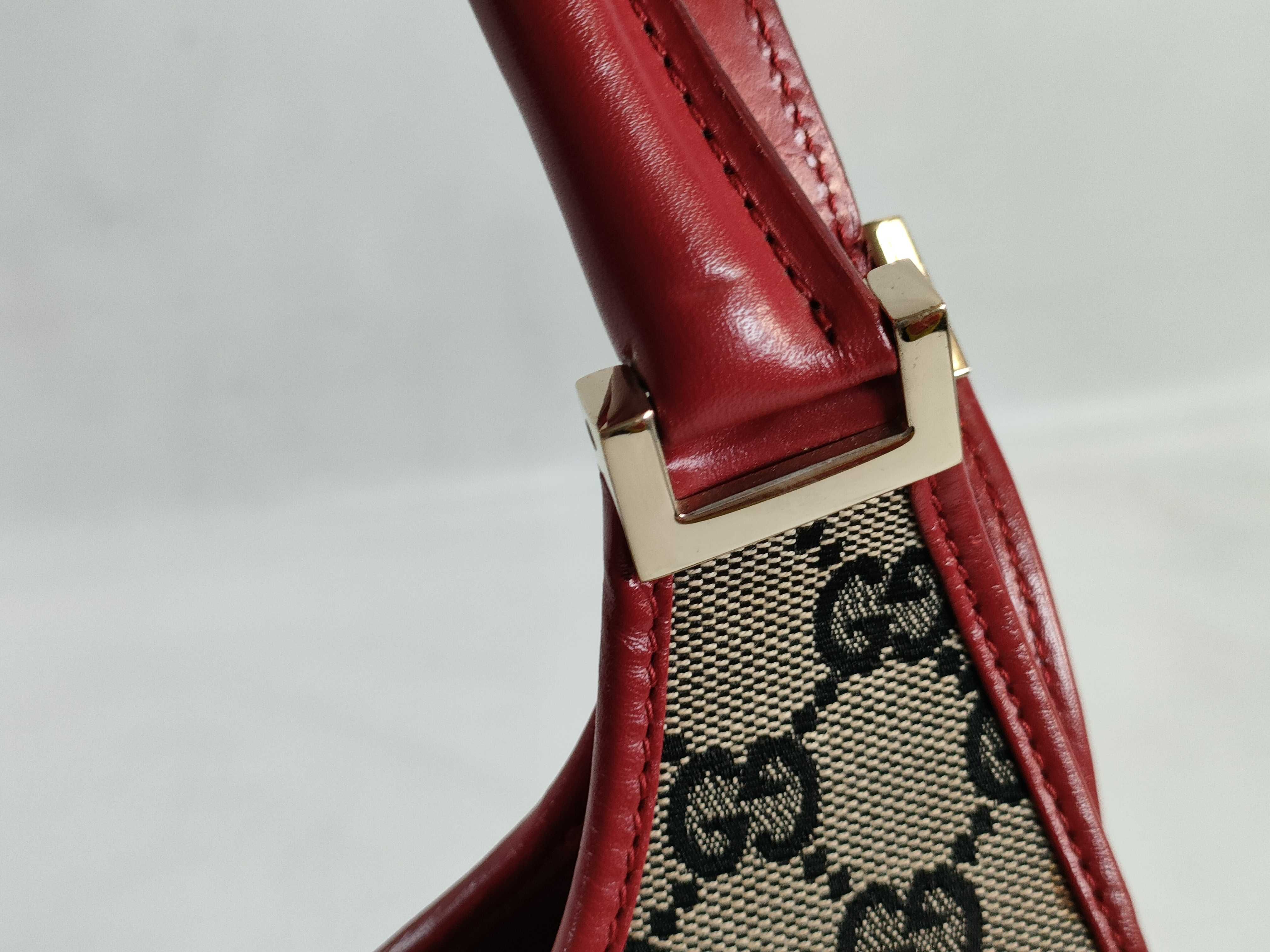 Jackie Gucci GG Canvas Jackie Canvas x Leather Handbag Red 002 1067 Shoulder Bag — view 5