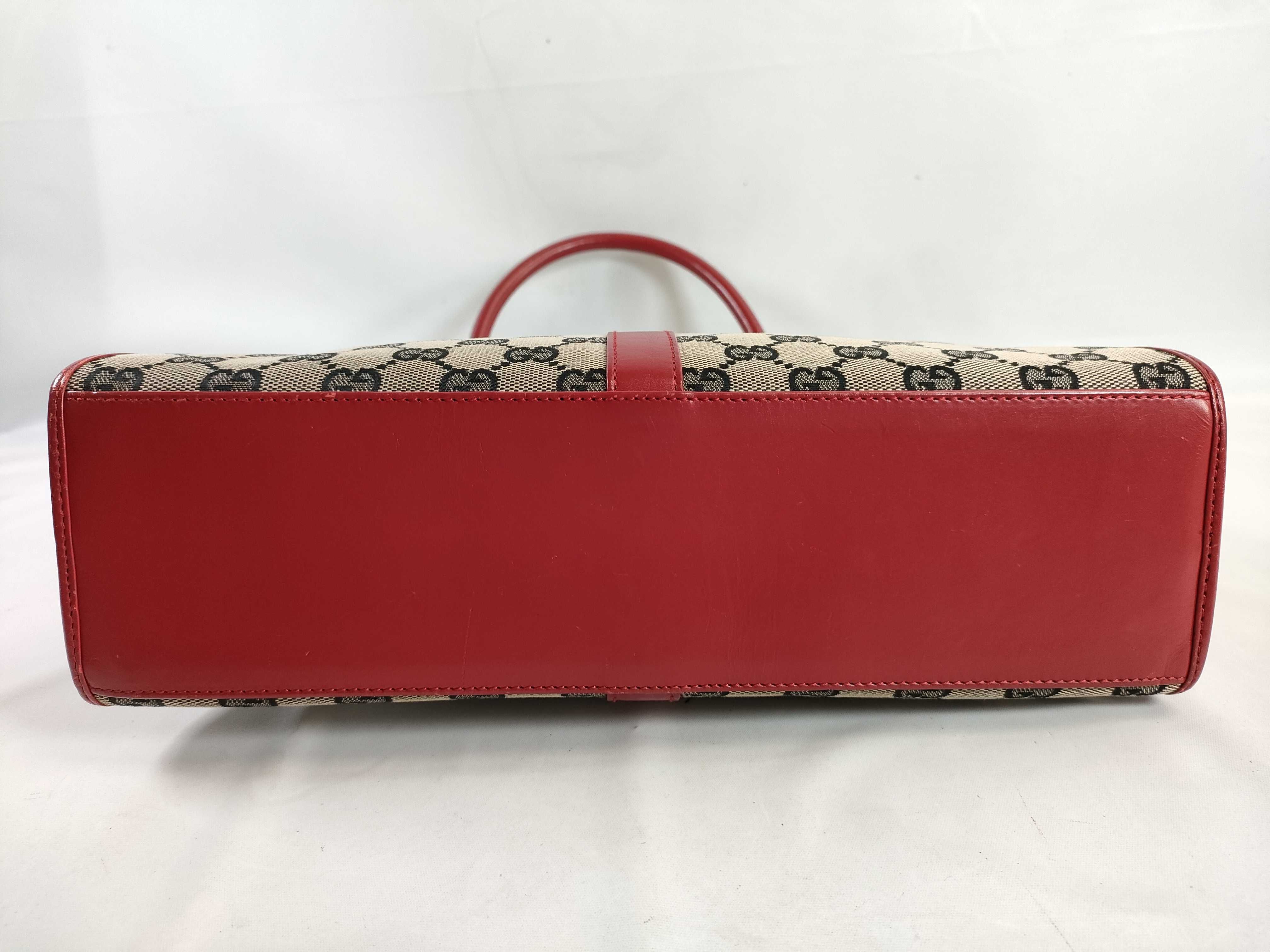 Jackie Gucci GG Canvas Jackie Canvas x Leather Handbag Red 002 1067 Shoulder Bag — view 7