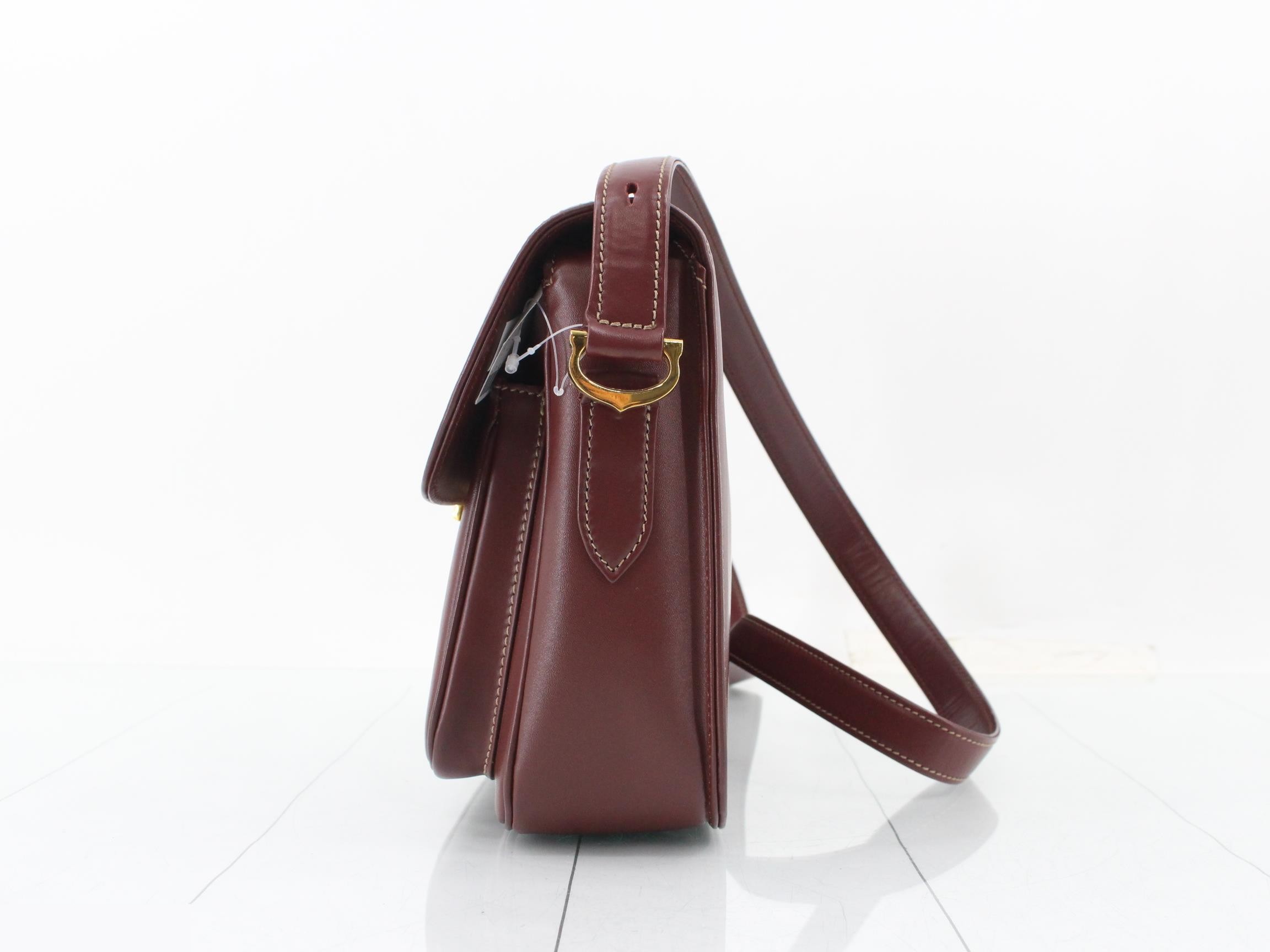 Mustline Leather Shoulder Bag, Bordeaux — view 3