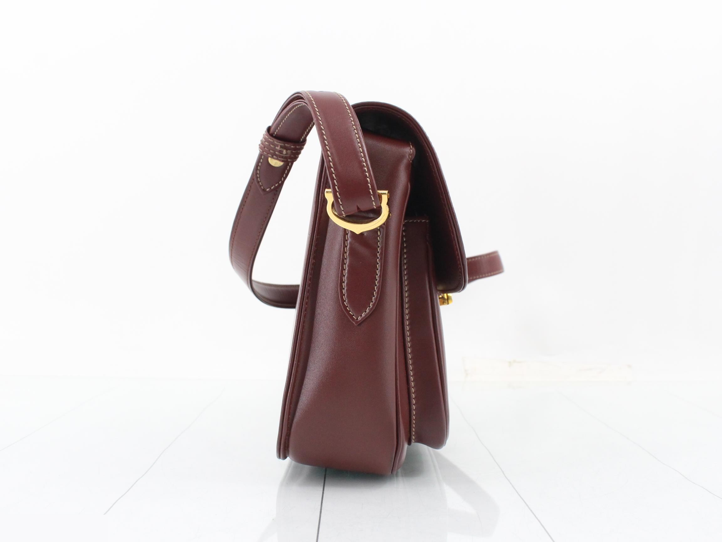 Mustline Leather Shoulder Bag, Bordeaux — view 4