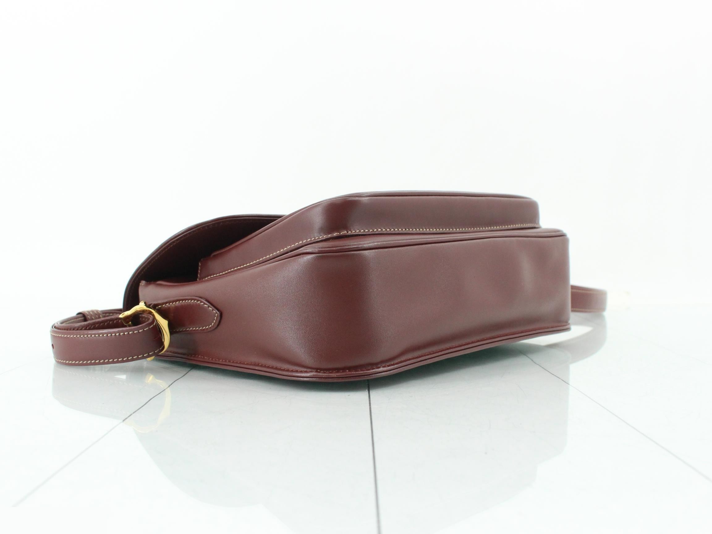 Mustline Leather Shoulder Bag, Bordeaux — view 5
