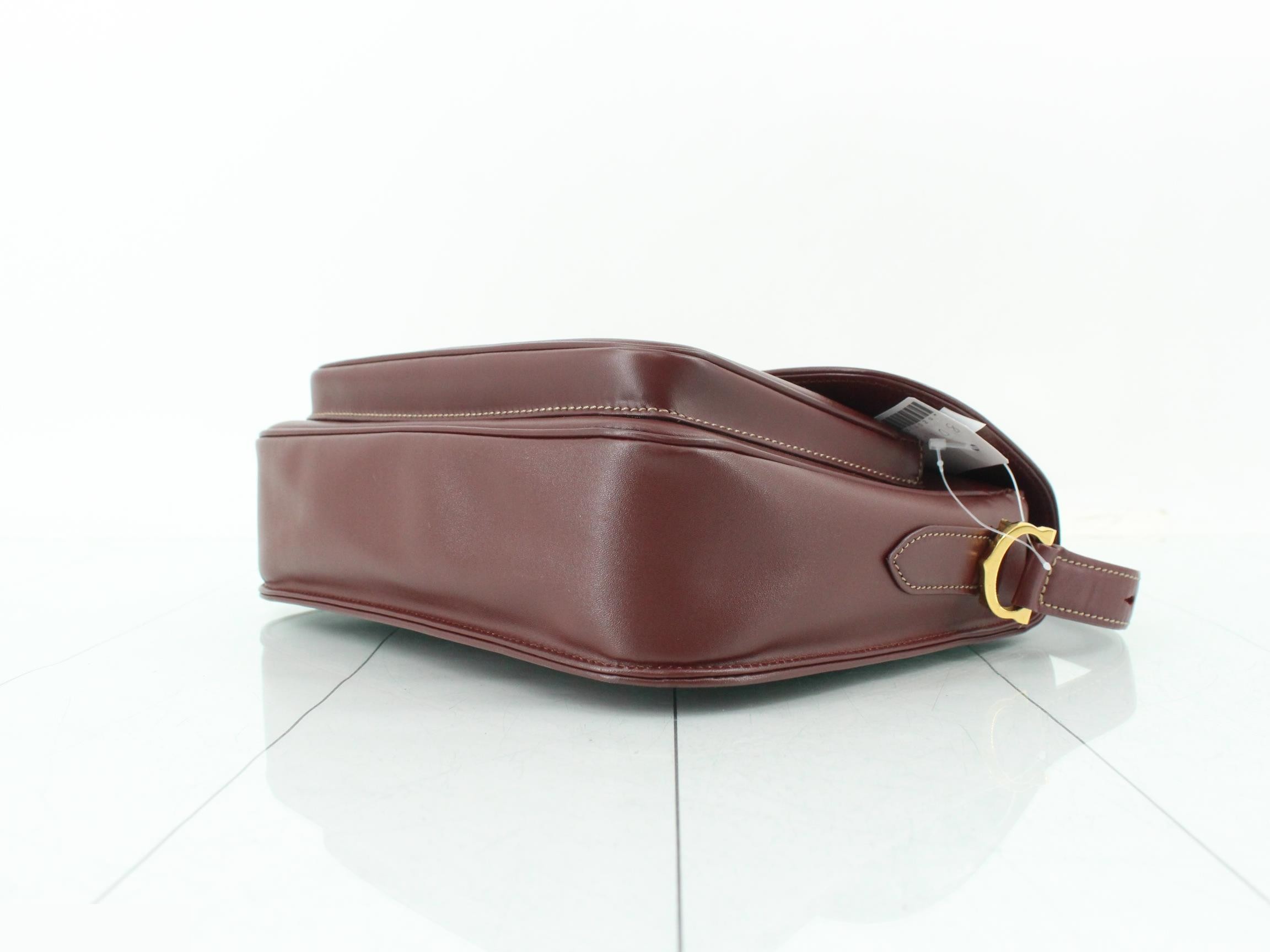 Mustline Leather Shoulder Bag, Bordeaux — view 6