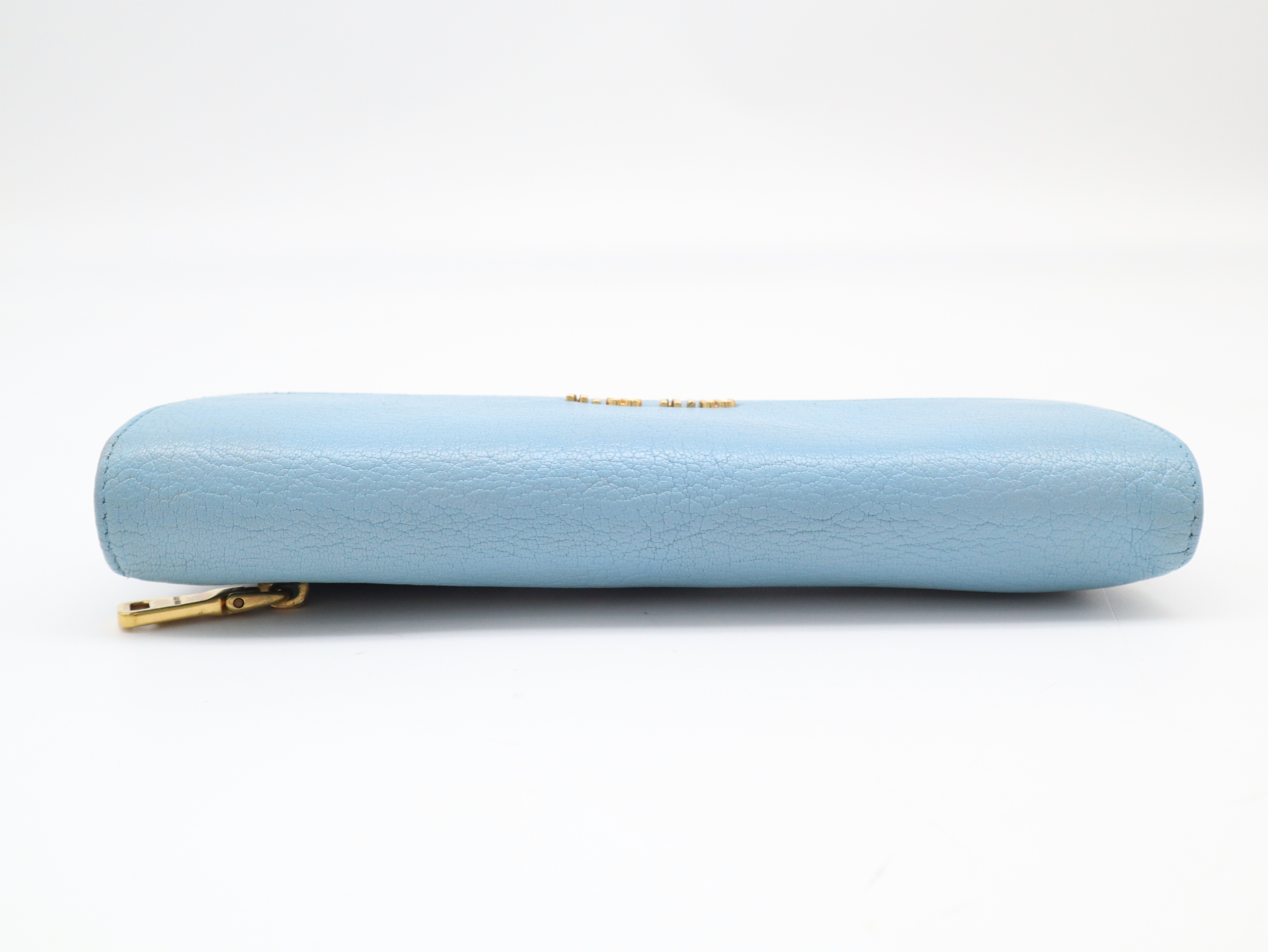 Leather Long Wallet, Bi-color, Light Blue x Navy — view 4