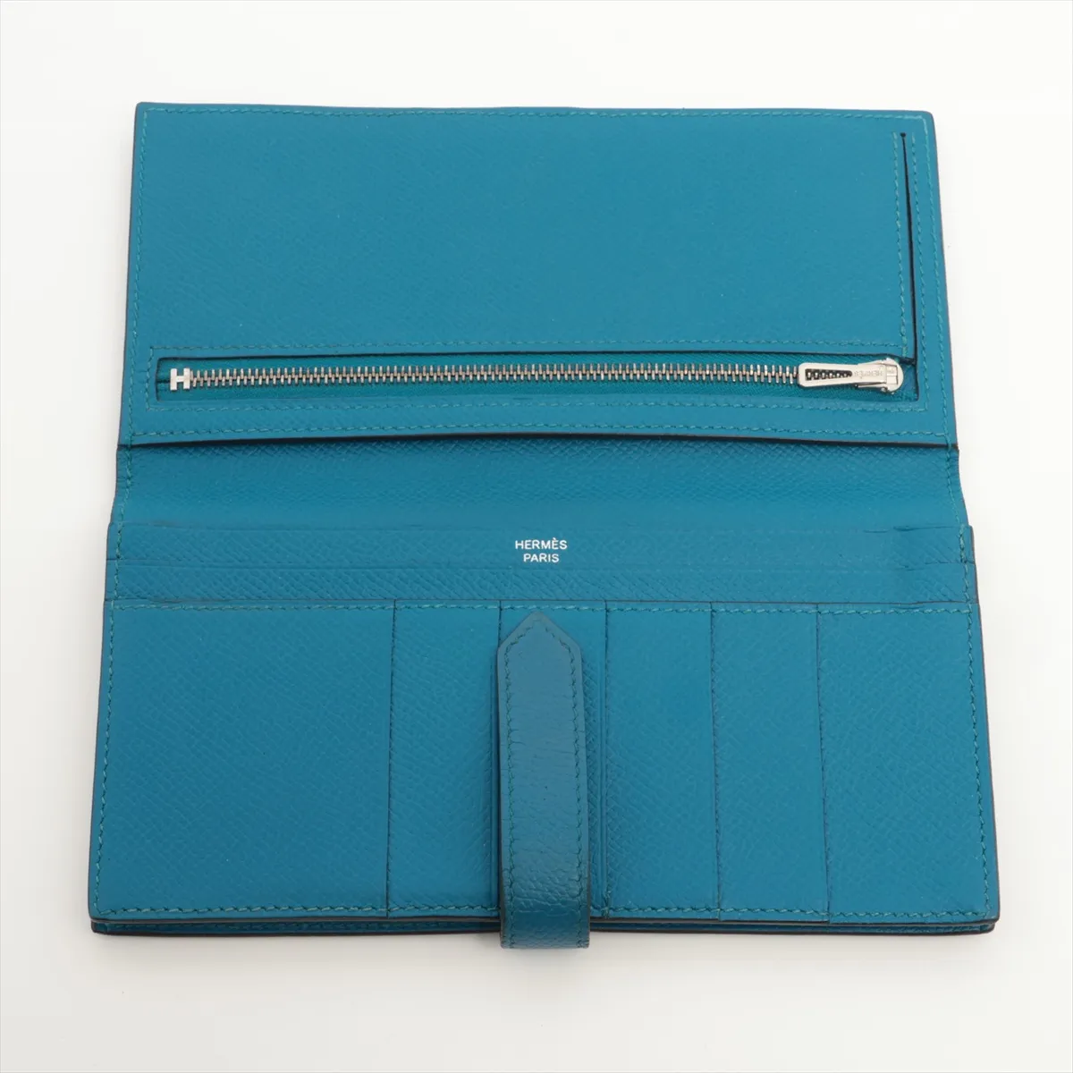 Bearn Soufflé Veau Epsom Long Wallet Blue Silver Hardware C:2018 — view 3