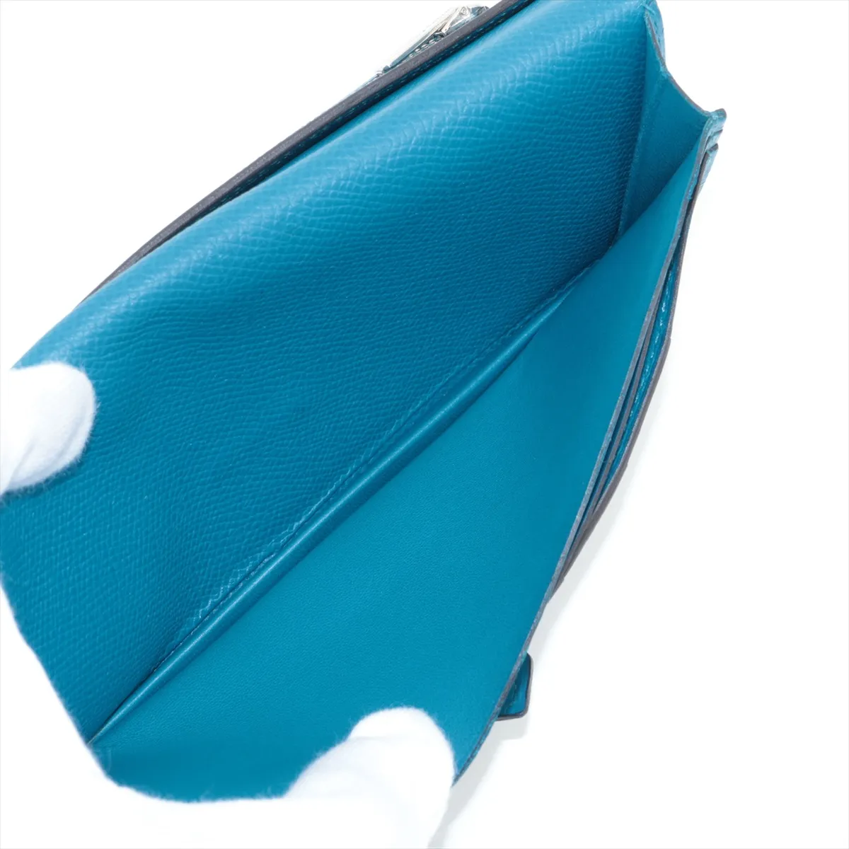 Bearn Soufflé Veau Epsom Long Wallet Blue Silver Hardware C:2018 — view 4