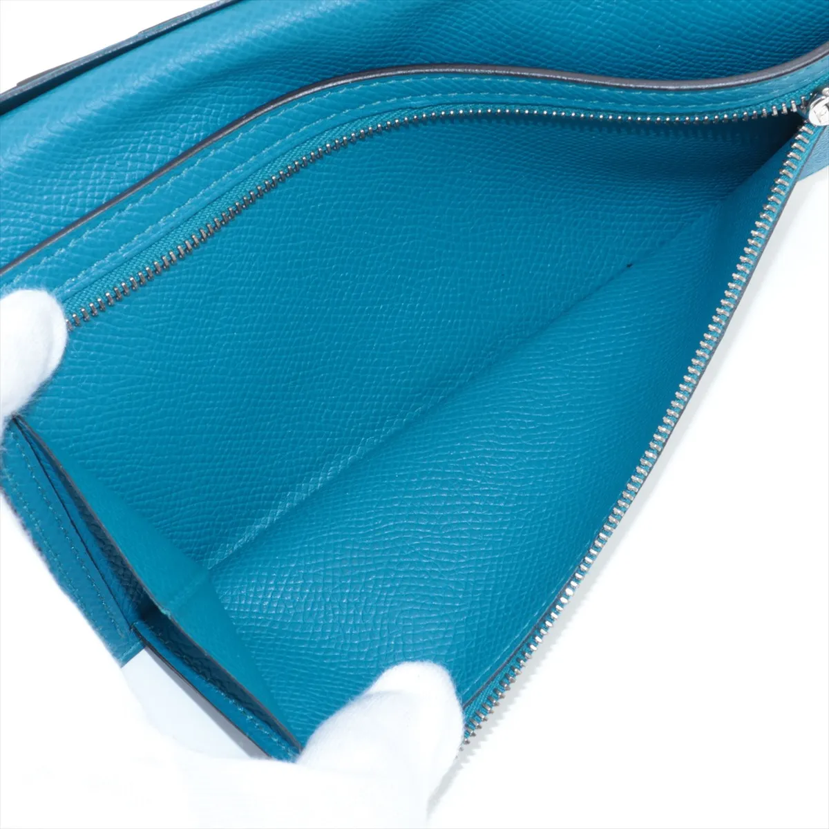 Bearn Soufflé Veau Epsom Long Wallet Blue Silver Hardware C:2018 — view 8