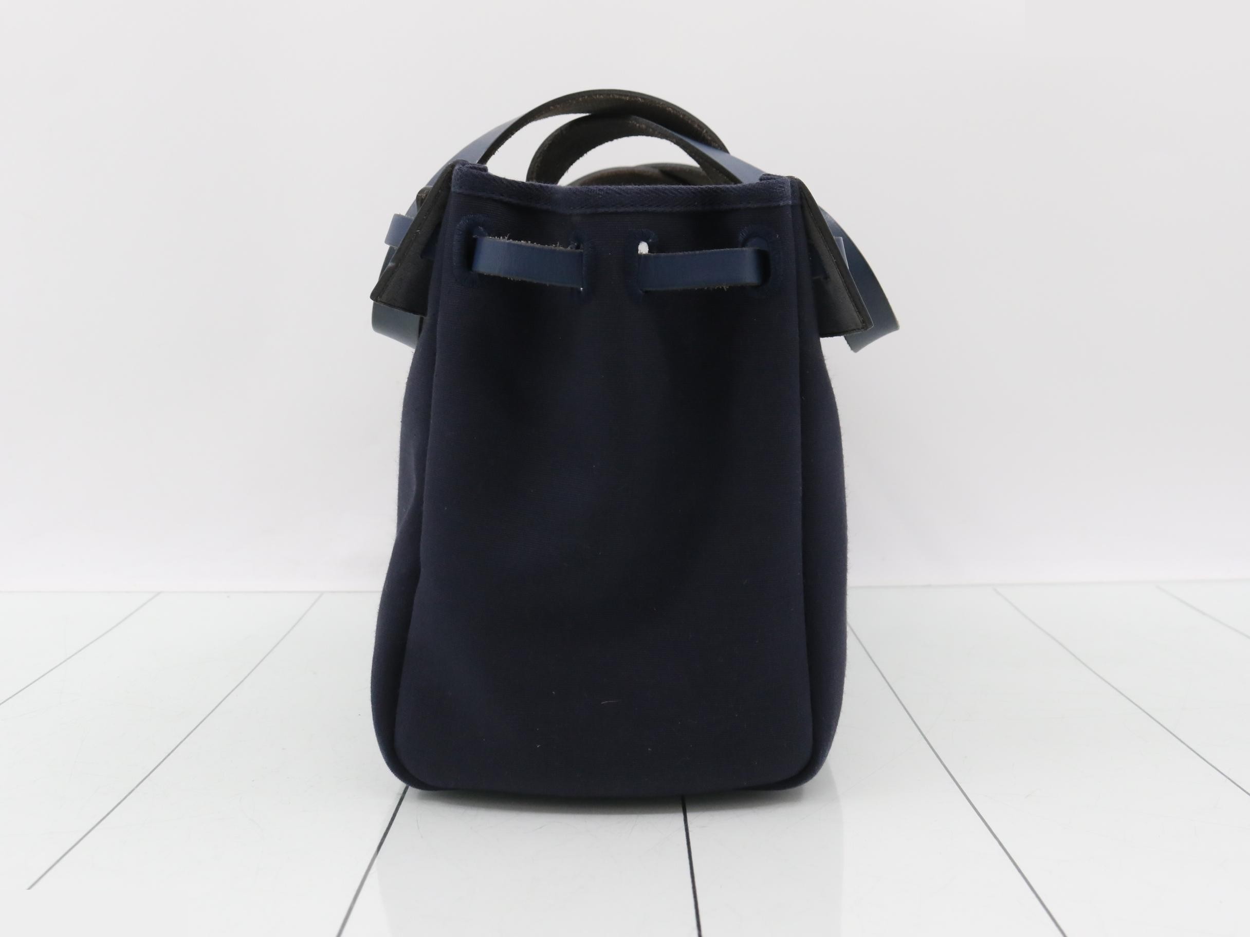 Herbag Cabas Toile Leather Navy — view 4