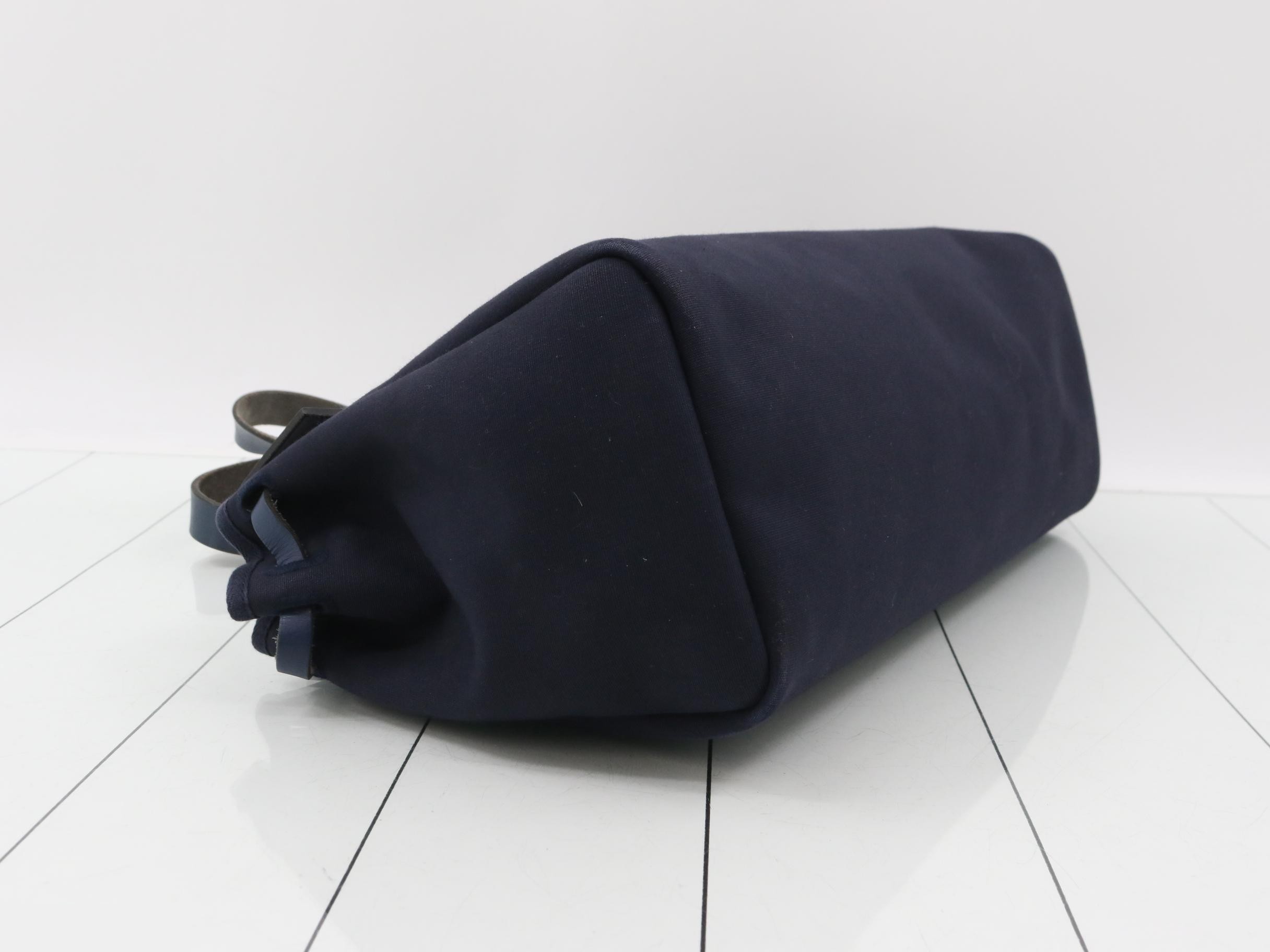 Herbag Cabas Toile Leather Navy — view 5