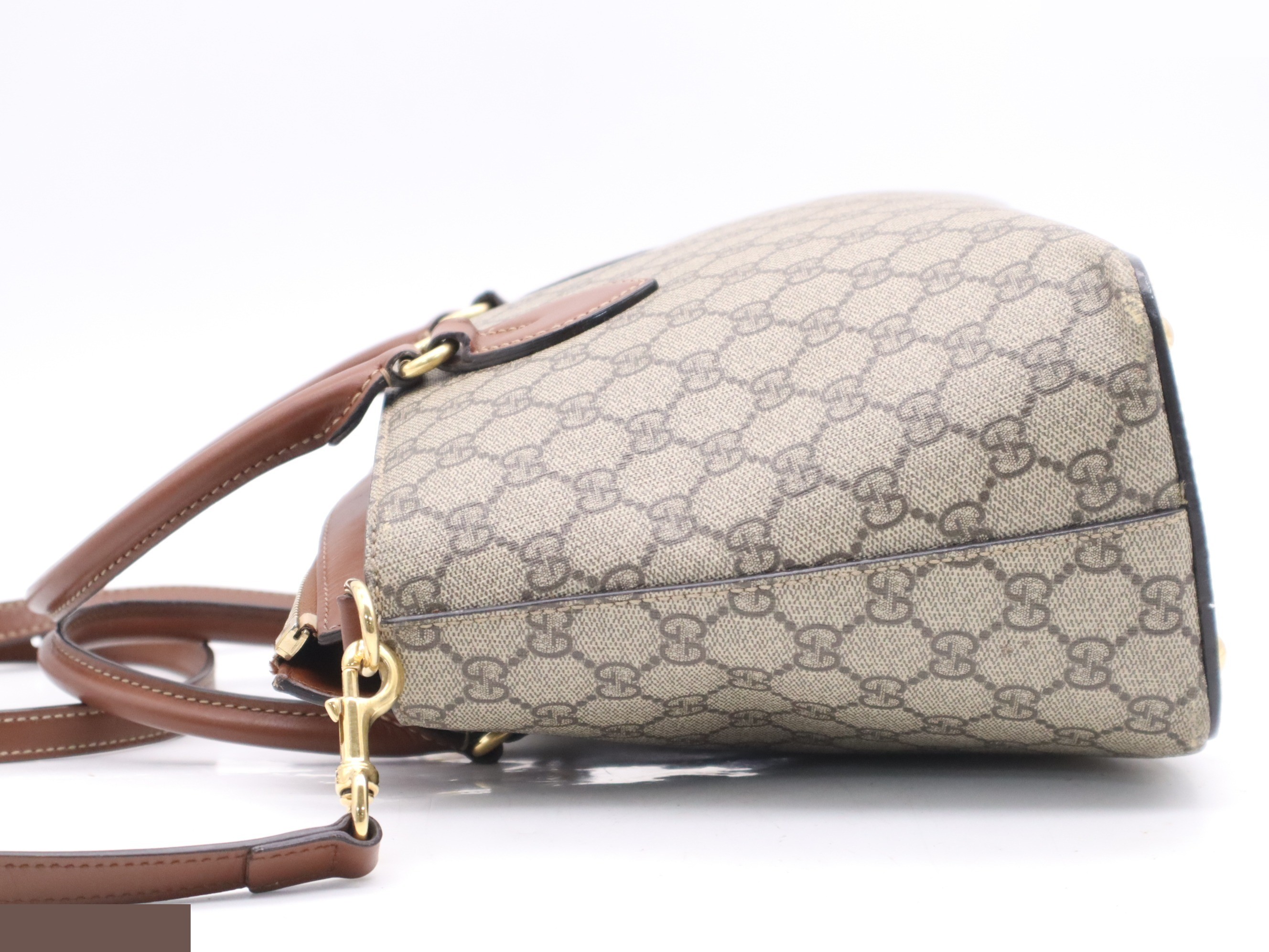 Canvas x Leather GG Supreme Small Handbag, Brown, Gold Hardware — view 3