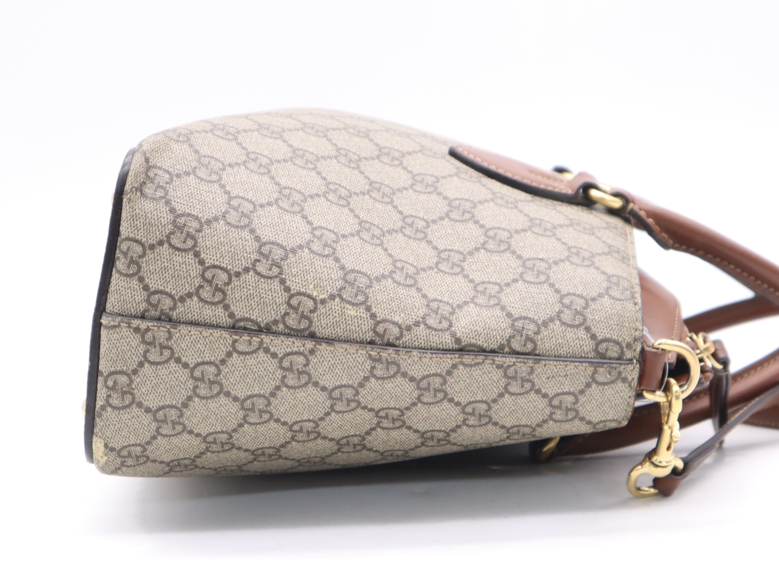 Canvas x Leather GG Supreme Small Handbag, Brown, Gold Hardware — view 5