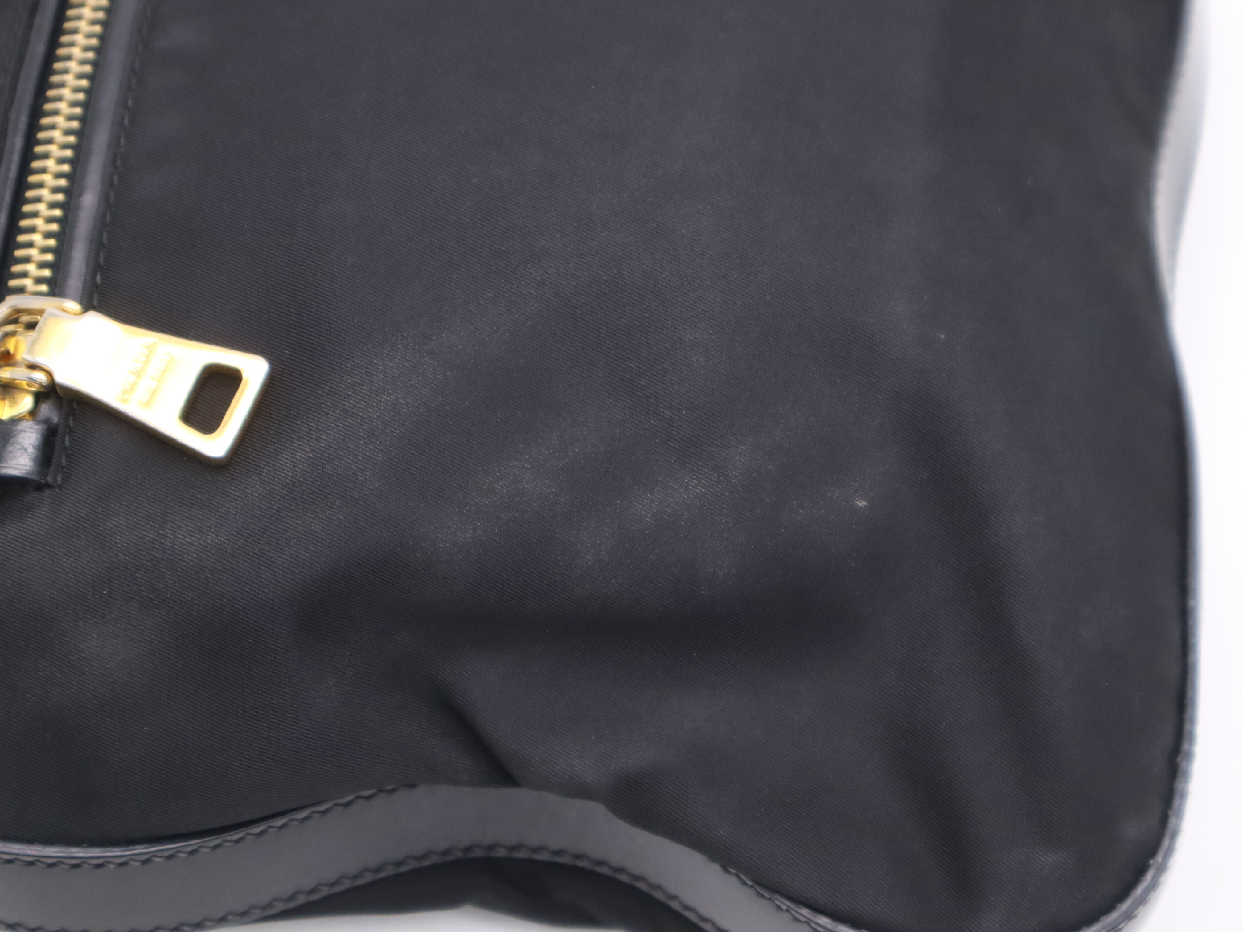 Nylon Triangle Logo Shoulder Bag, Black, Silver Hardware — view 8