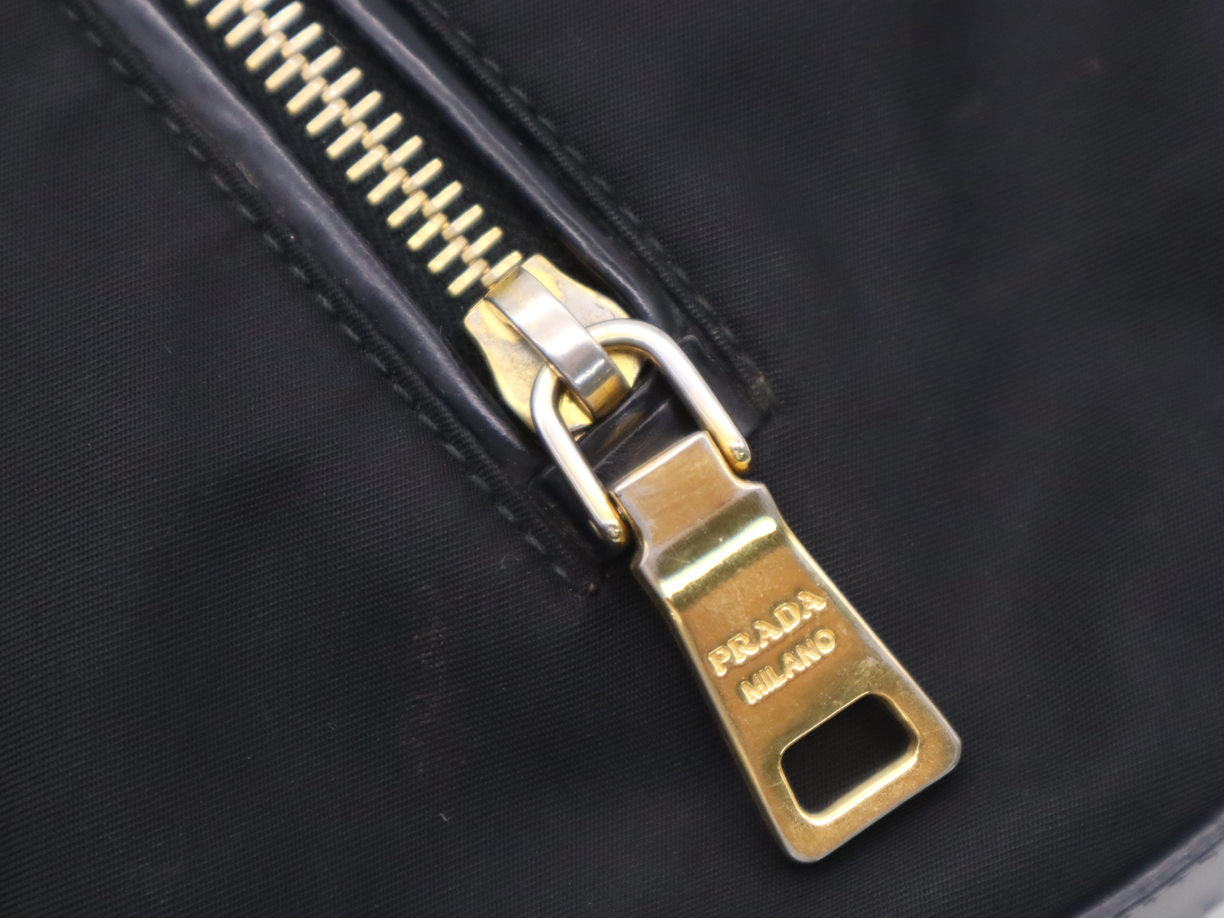 Nylon Triangle Logo Shoulder Bag, Black, Silver Hardware — view 9