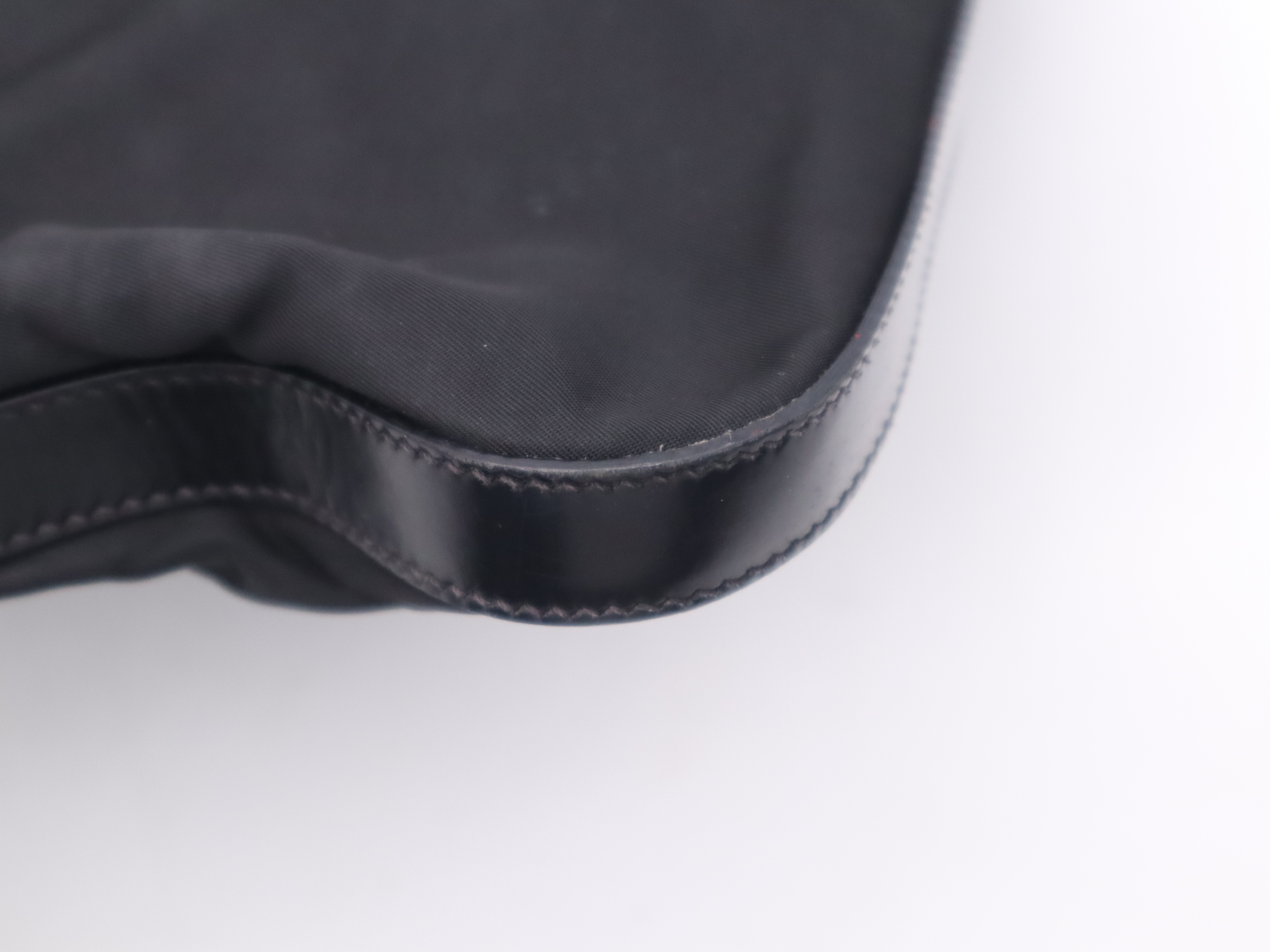 Nylon Triangle Logo Shoulder Bag, Black, Silver Hardware — view 10