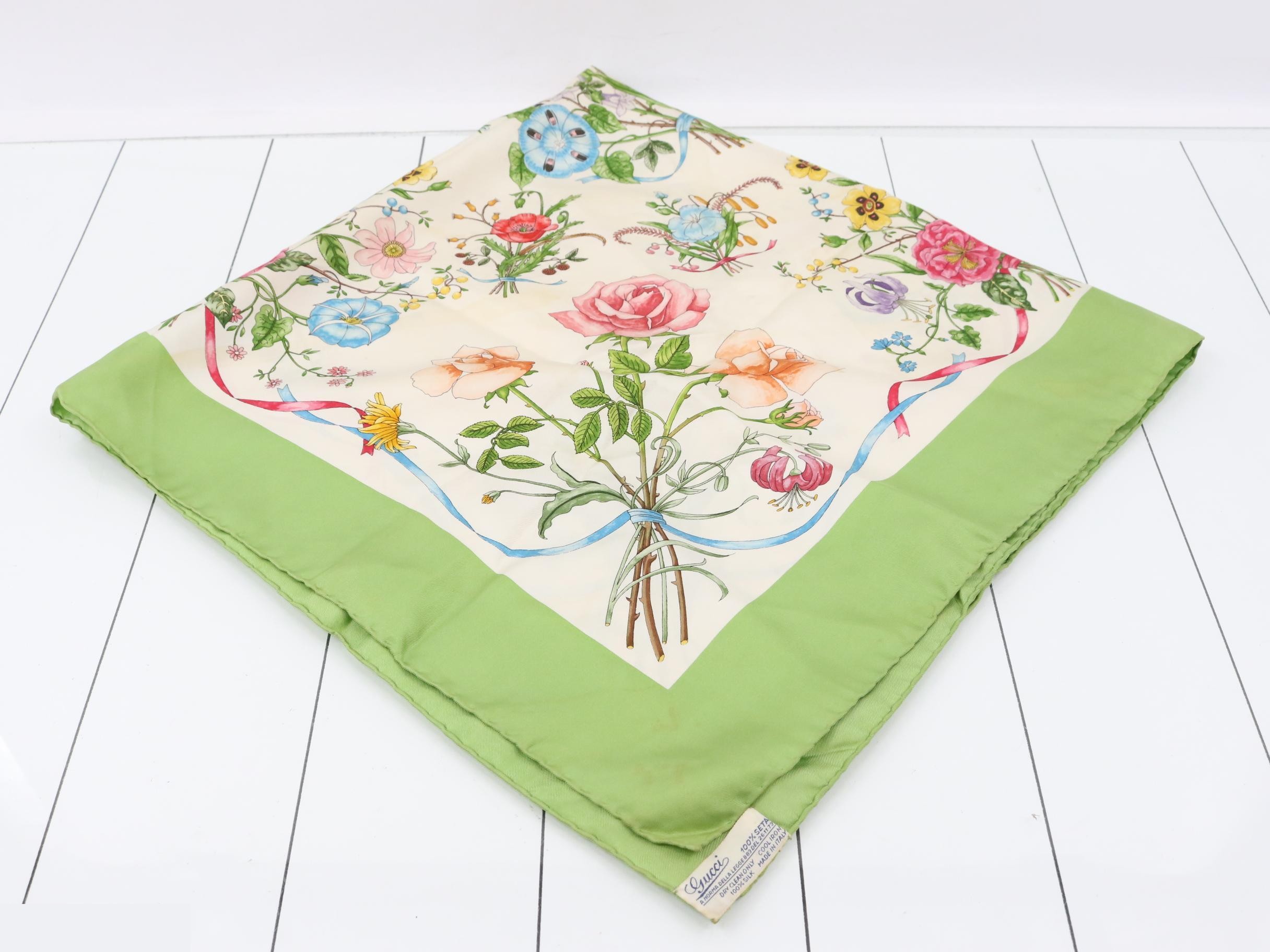 Scarf, green, ivory, multicolor, silk — view 2