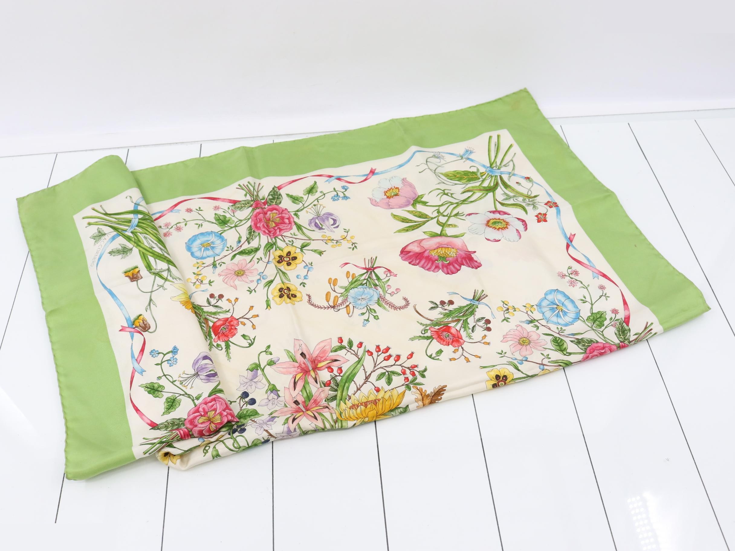Scarf, green, ivory, multicolor, silk — view 3