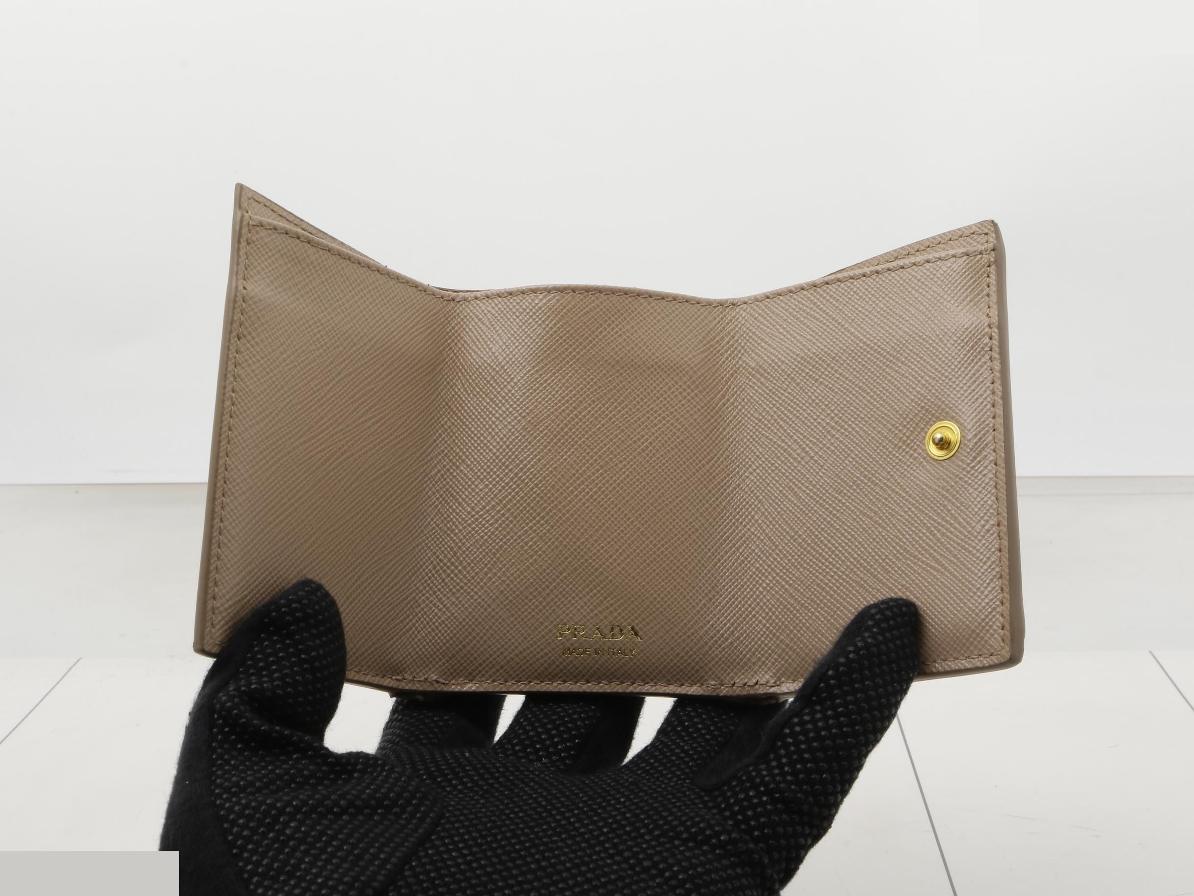1MH021 Prada Compact Wallet, Tri-fold Wallet, Pink Leather — view 4