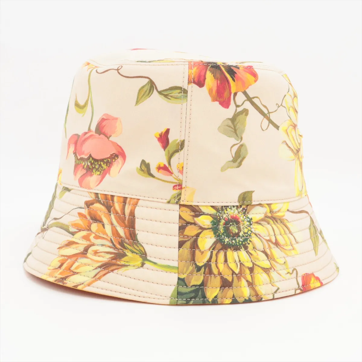 1HC137 Flower Bucket Hat, Size L, Cotton, Yellow, Shows signs of wear, — view 3