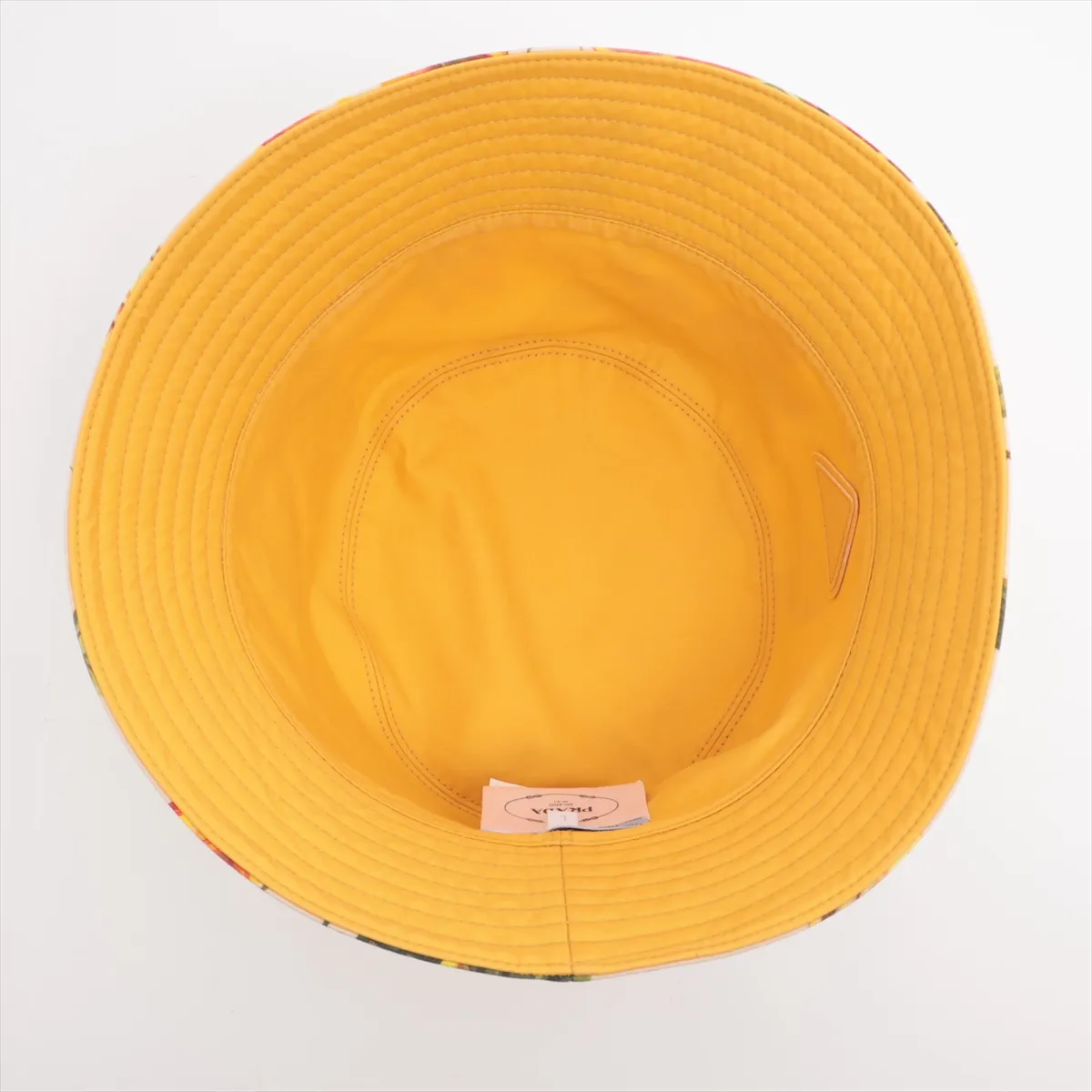 1HC137 Flower Bucket Hat, Size L, Cotton, Yellow, Shows signs of wear, — view 4