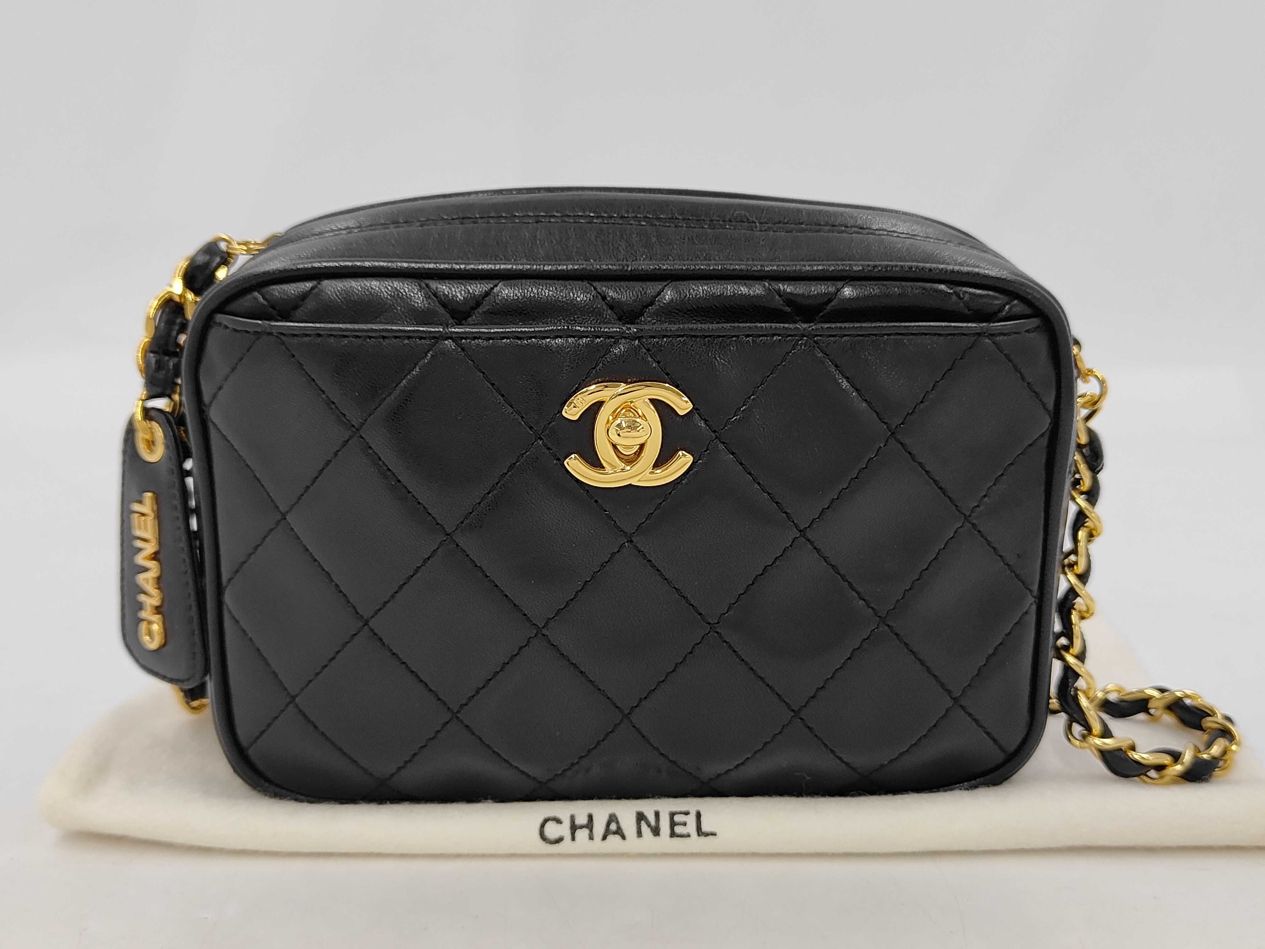 Turnlock Mini Chain Shoulder Bag, Lambskin, Black GP Shoulder Bag
