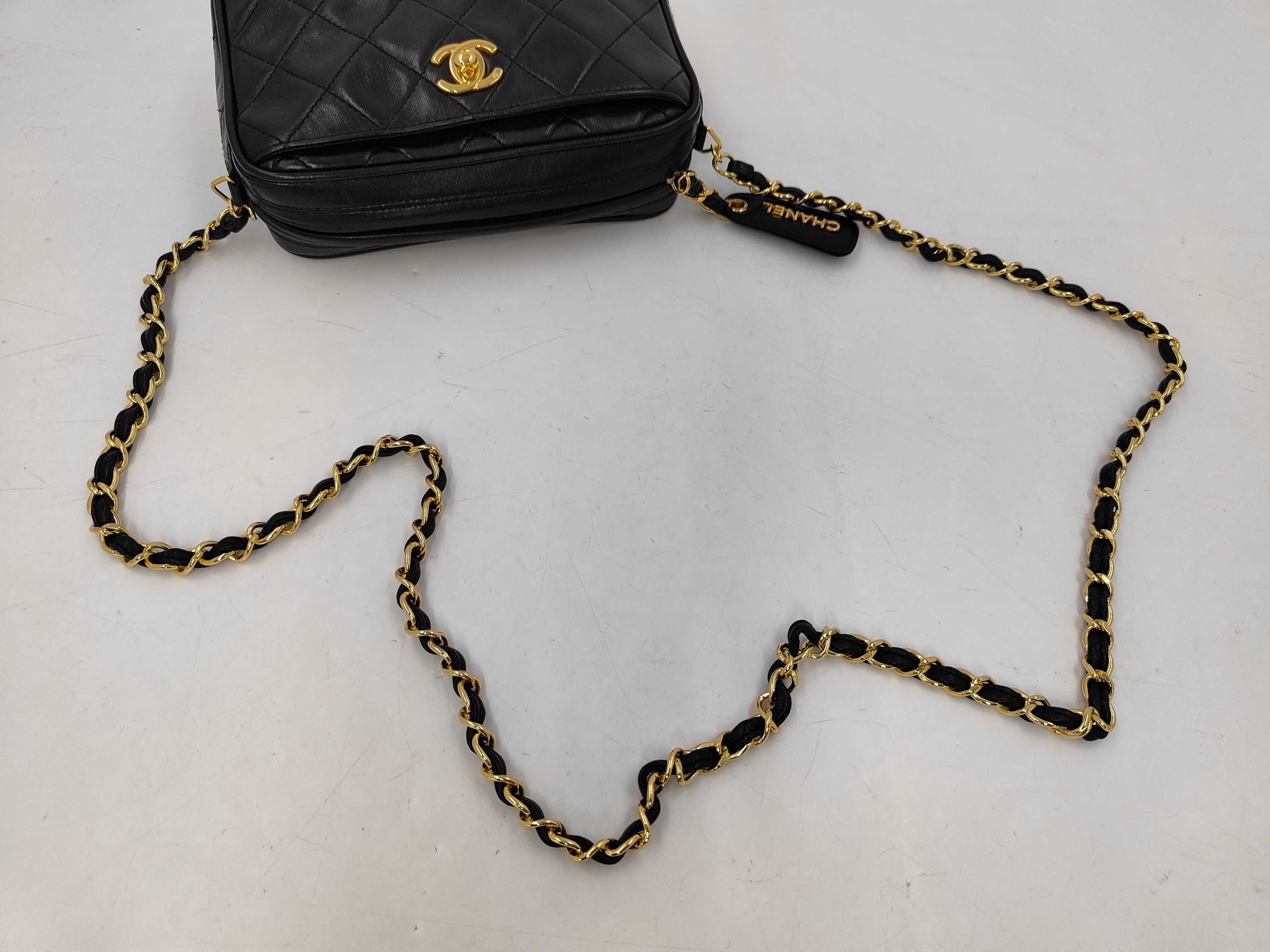 Turnlock Mini Chain Shoulder Bag, Lambskin, Black GP Shoulder Bag — view 3
