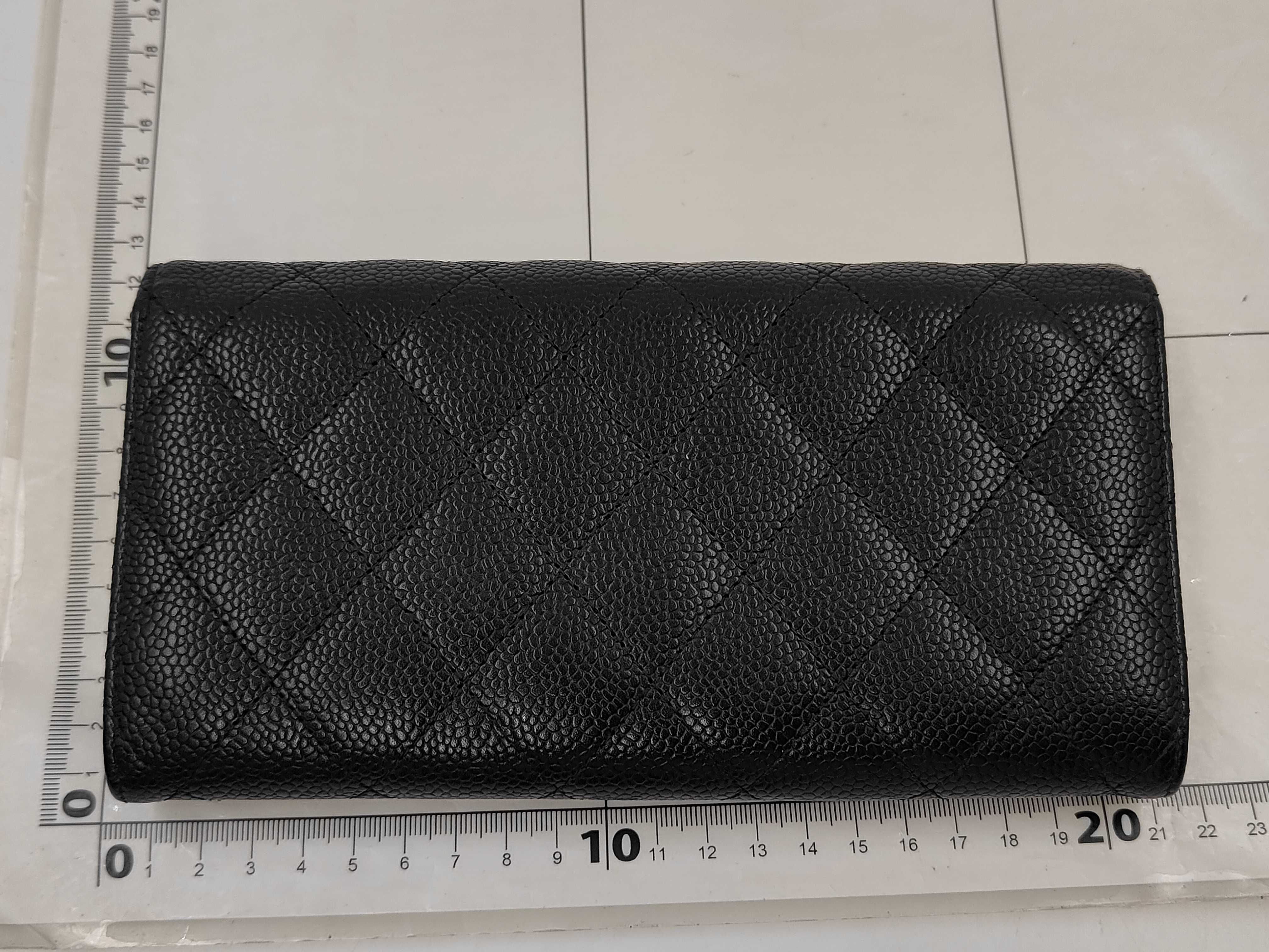 Caviar Skin 2312 Long Wallet, Black with Gold Hardware — view 2