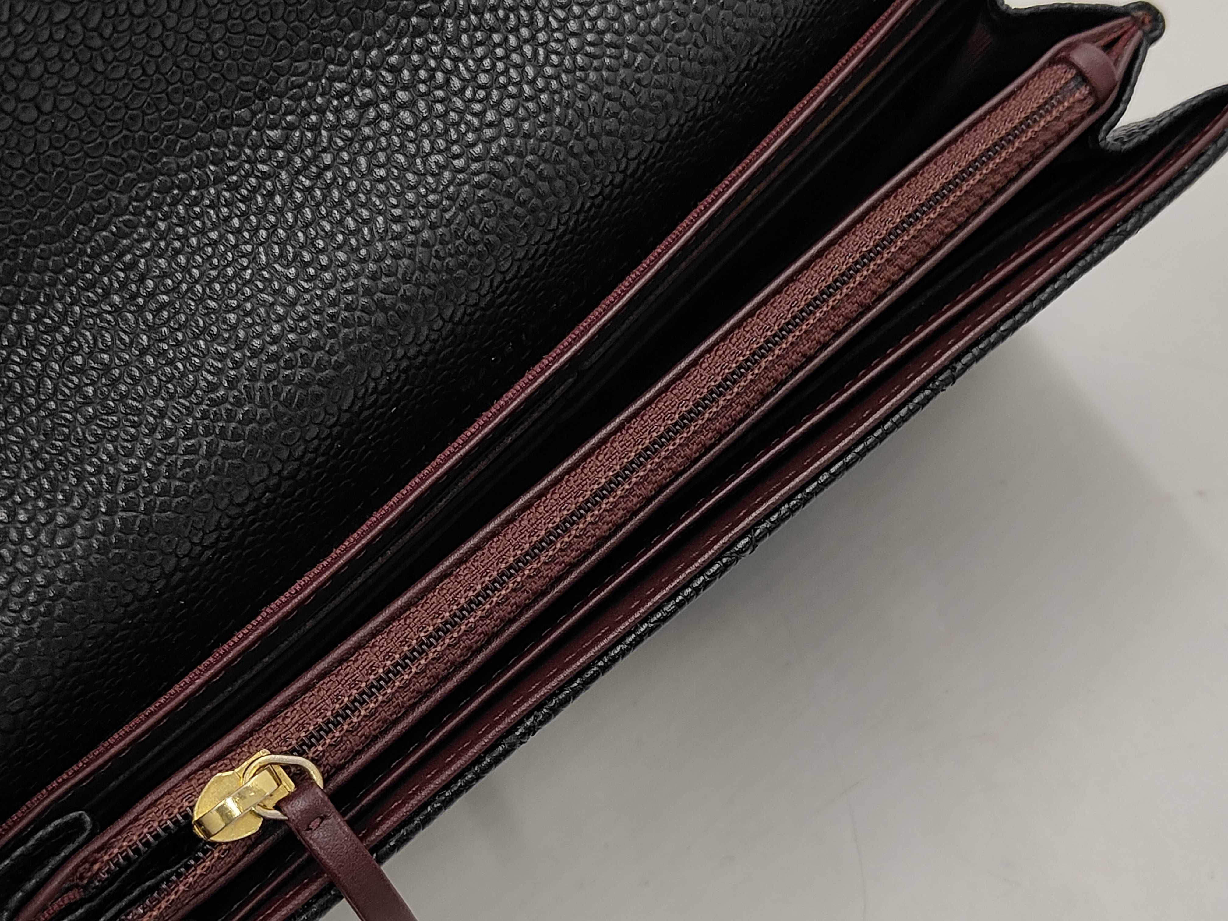 Caviar Skin 2312 Long Wallet, Black with Gold Hardware — view 4