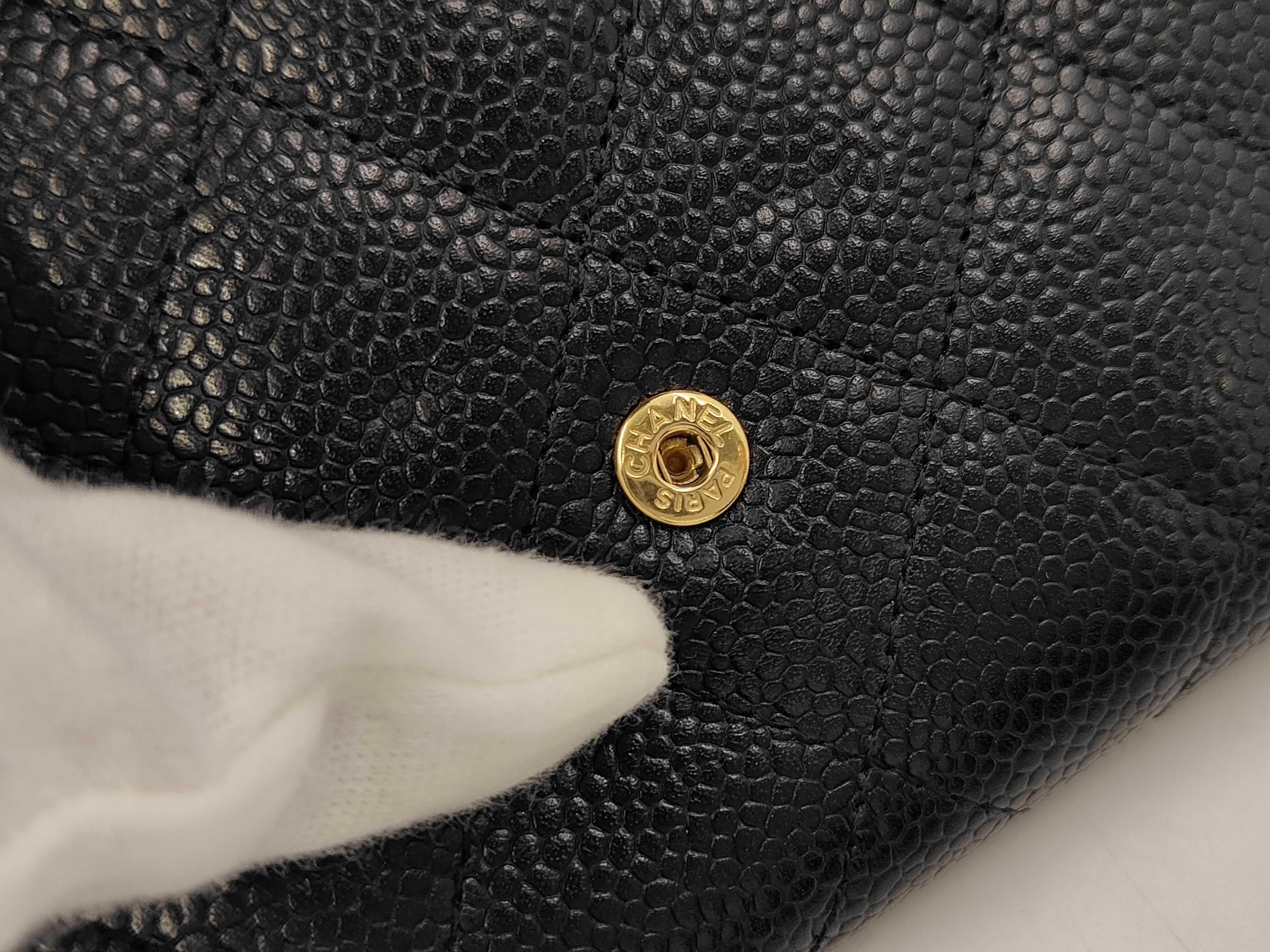 Caviar Skin 2312 Long Wallet, Black with Gold Hardware — view 8