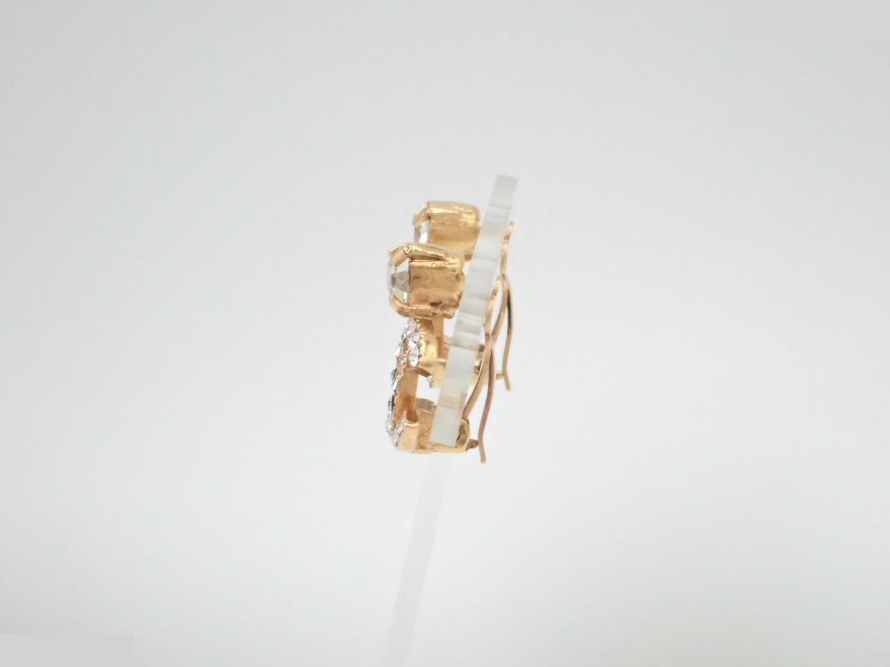 Earrings, Model 02A, Coco Mark, Rhinestone, Gold, 1.5cm wide — view 3