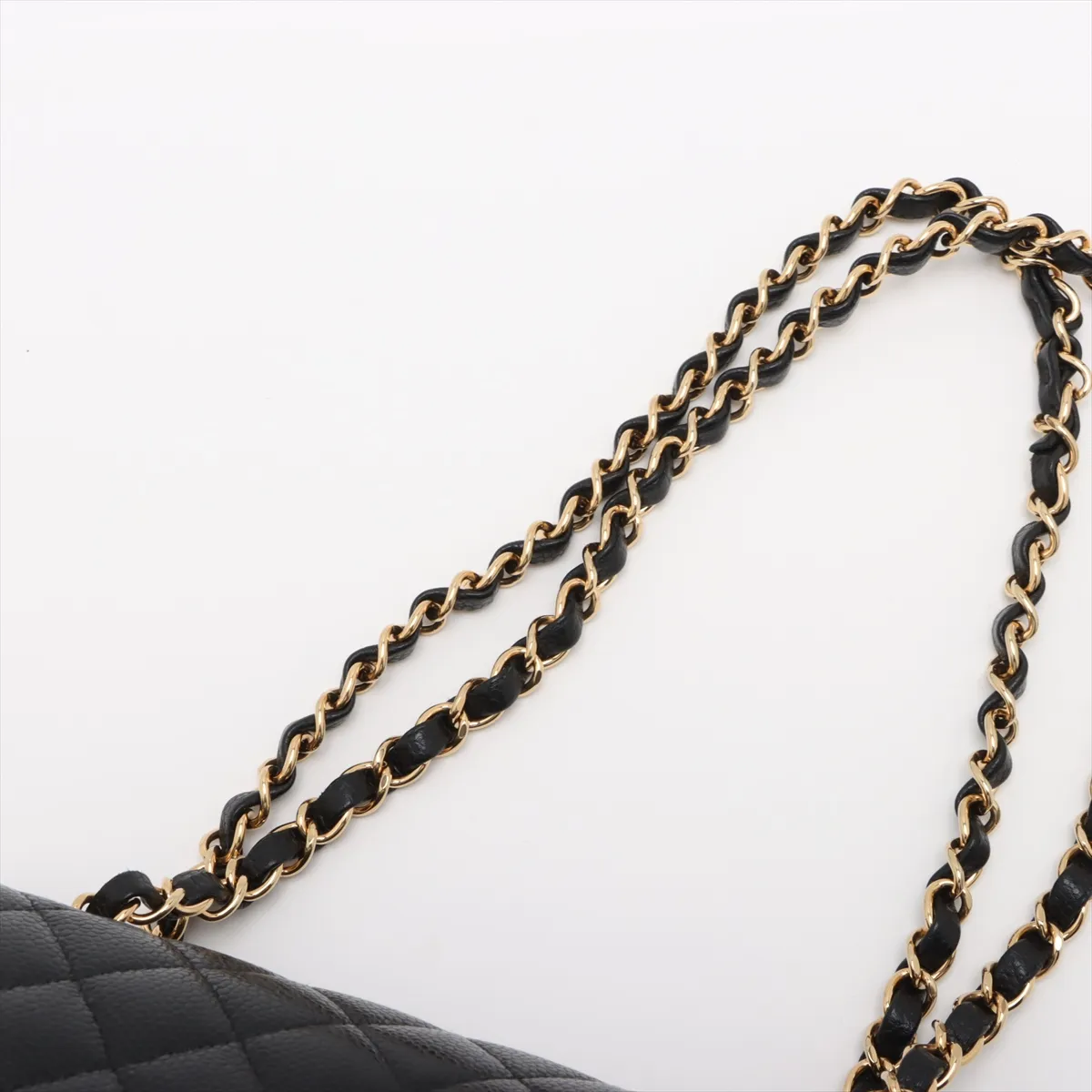 [Individually wrapped] Chanel Matelasse 23 caviar skin double flap double chain bag black gold hardware PC09U55H random plate A01113 — view 12