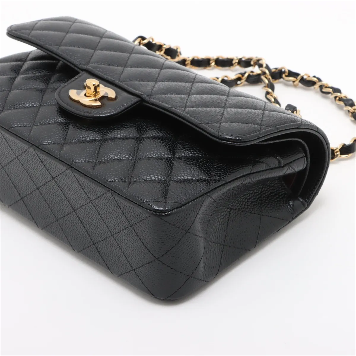 [Individually wrapped] Chanel Matelasse 23 caviar skin double flap double chain bag black gold hardware PC09U55H random plate A01113 — view 3