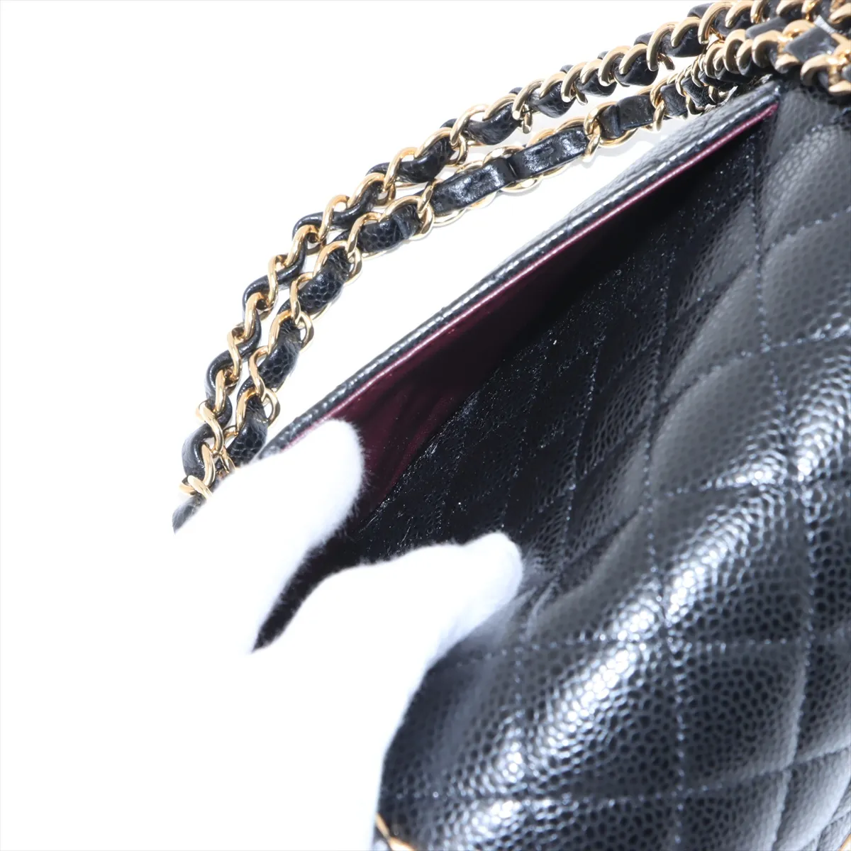 [Individually wrapped] Chanel Matelasse 23 caviar skin double flap double chain bag black gold hardware PC09U55H random plate A01113 — view 9