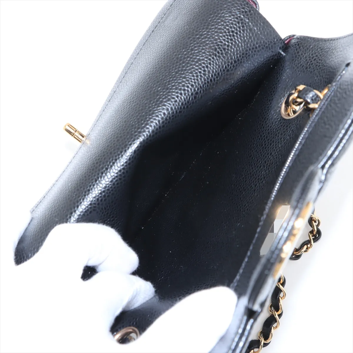 [Individually wrapped] Chanel Matelasse 23 caviar skin double flap double chain bag black gold hardware PC09U55H random plate A01113 — view 10