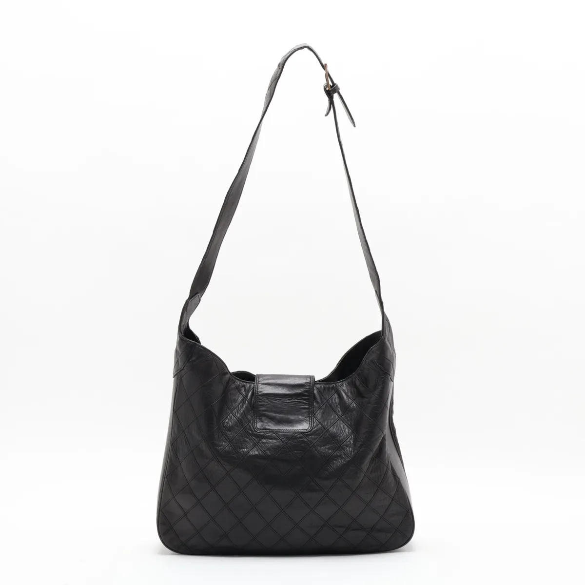 Bicolore Lambskin Shoulder Bag, Black with Gold Hardware — view 2