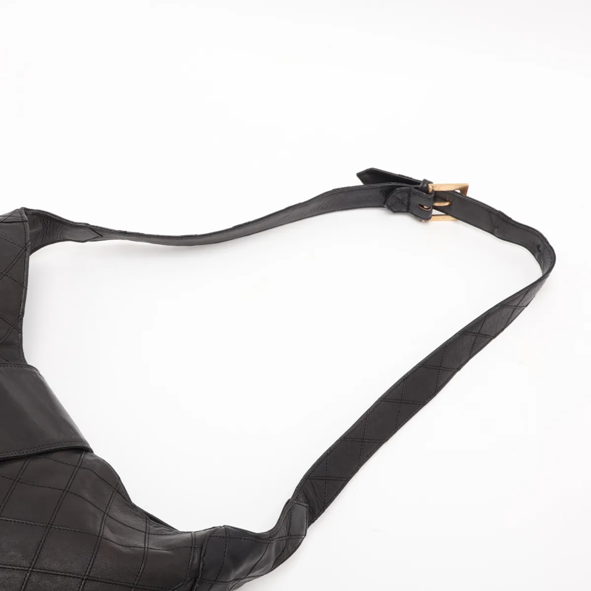 Bicolore Lambskin Shoulder Bag, Black with Gold Hardware — view 5