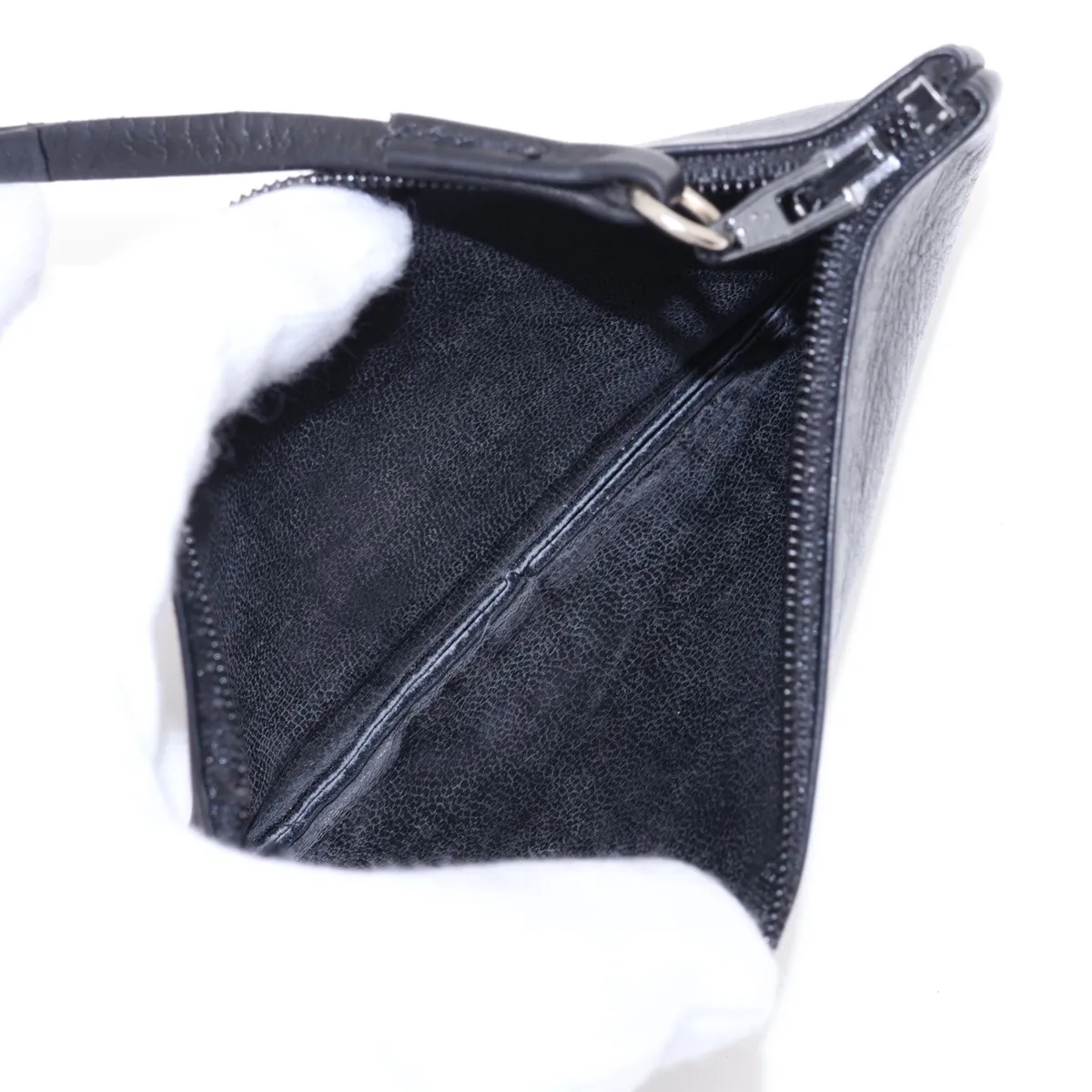 Bicolore Lambskin Shoulder Bag, Black with Gold Hardware — view 7