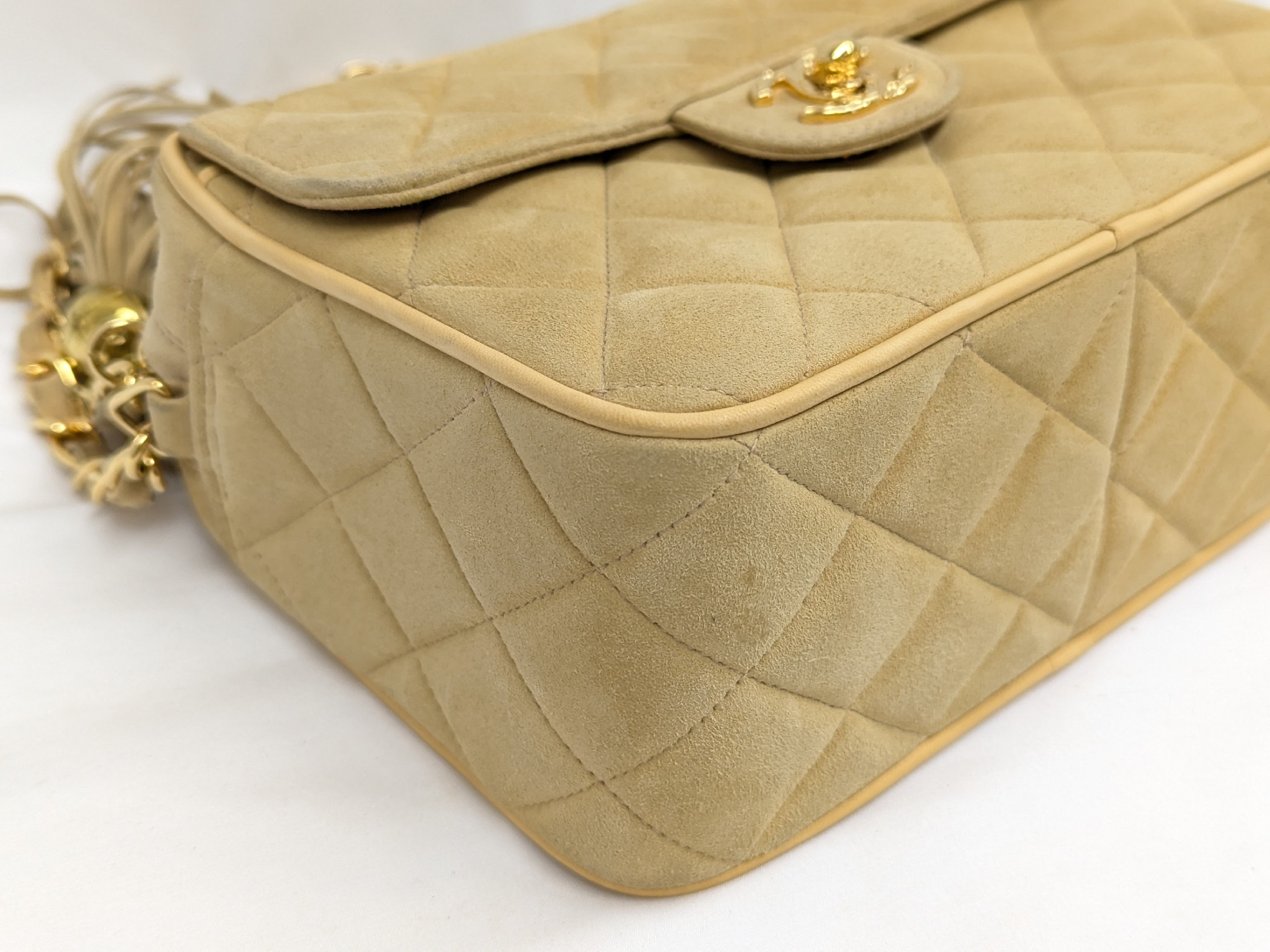Suede Long Fringe Mini Matelassé Yellow Shoulder Bag (Serial No. 2) — view 3
