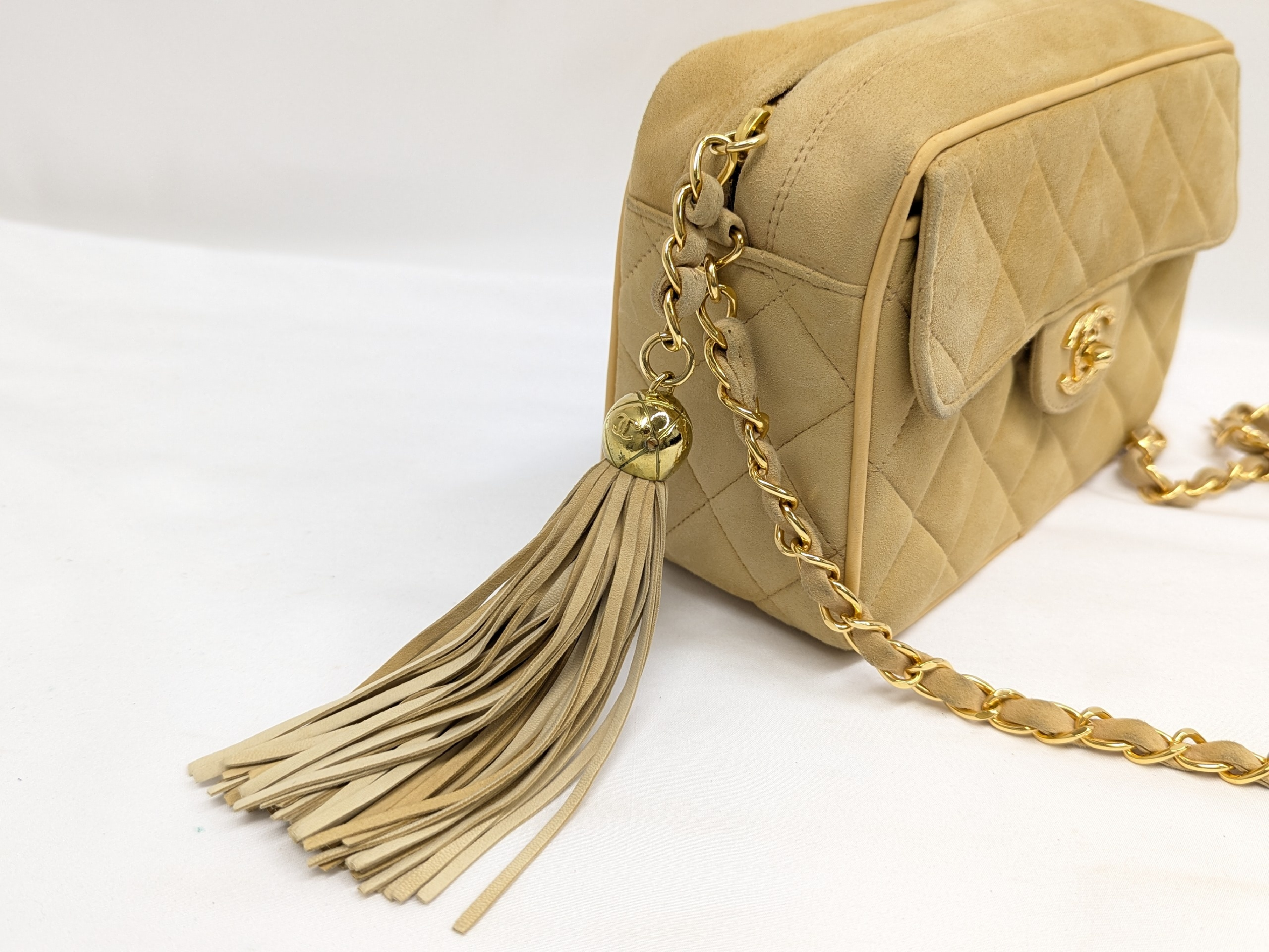 Suede Long Fringe Mini Matelassé Yellow Shoulder Bag (Serial No. 2) — view 9