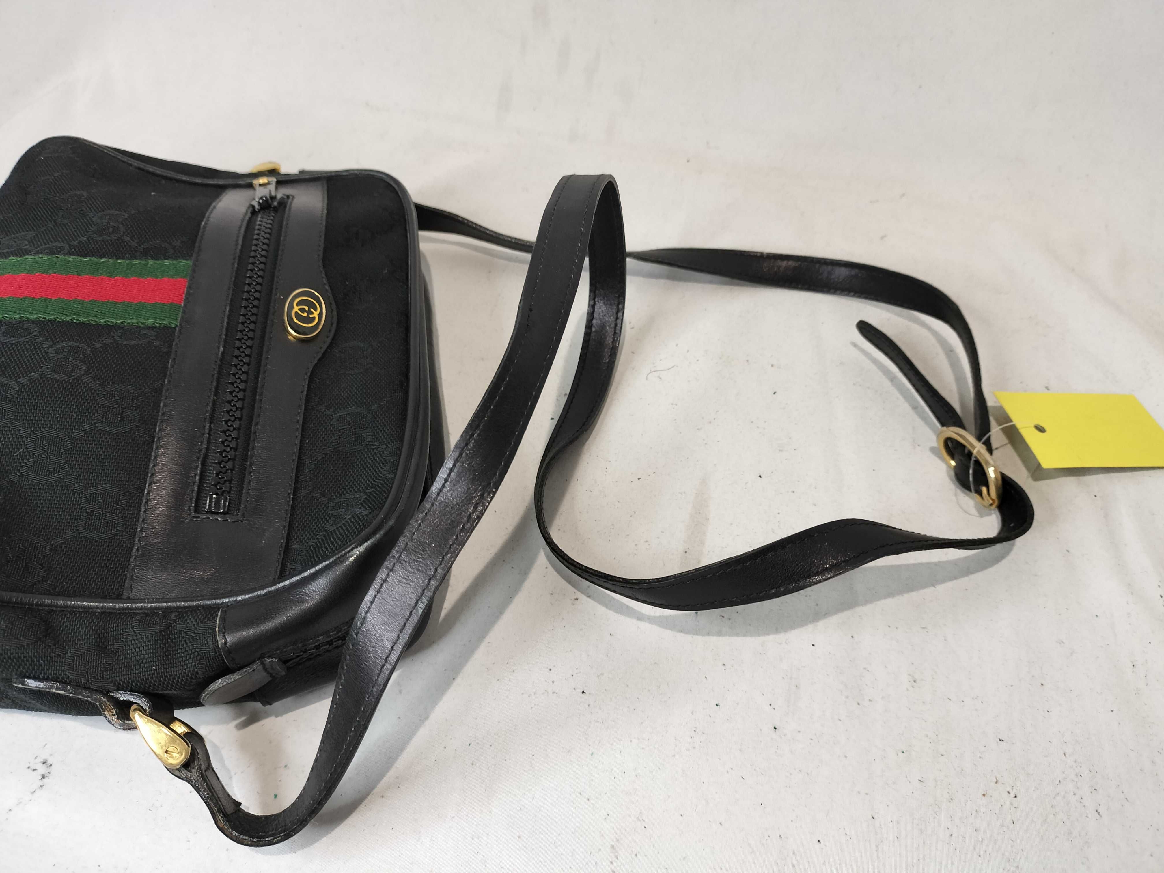 Old PARFUMS Sherry Line Canvas Shoulder Bag, Black — view 4