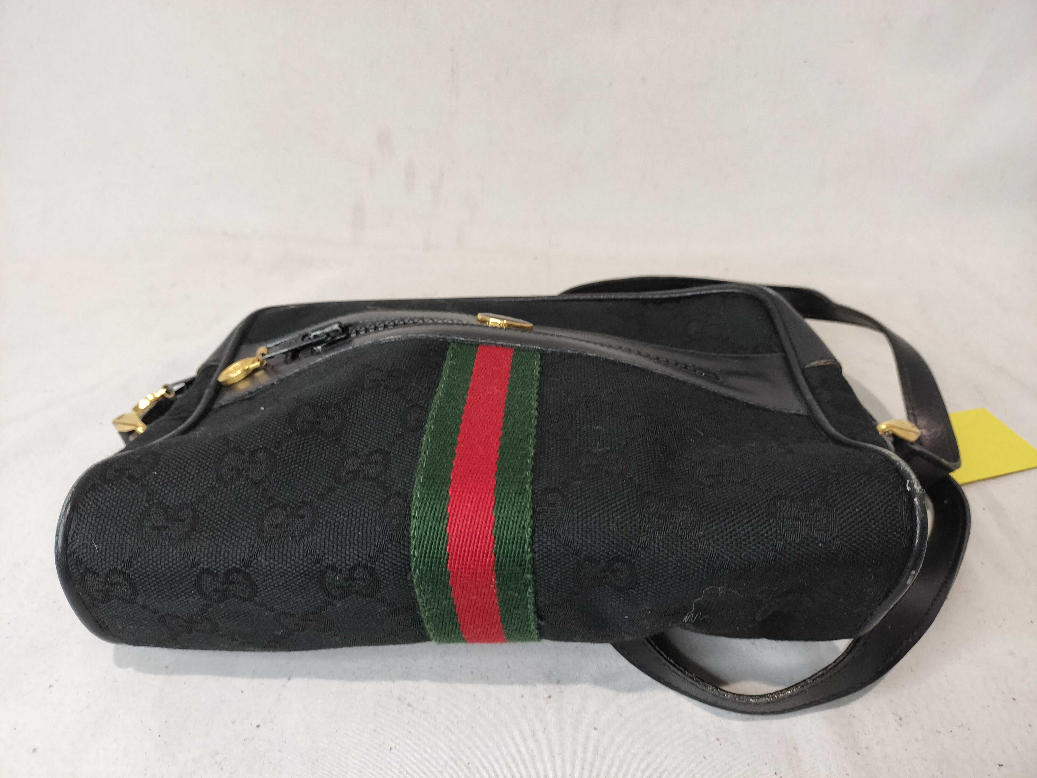 Old PARFUMS Sherry Line Canvas Shoulder Bag, Black — view 8