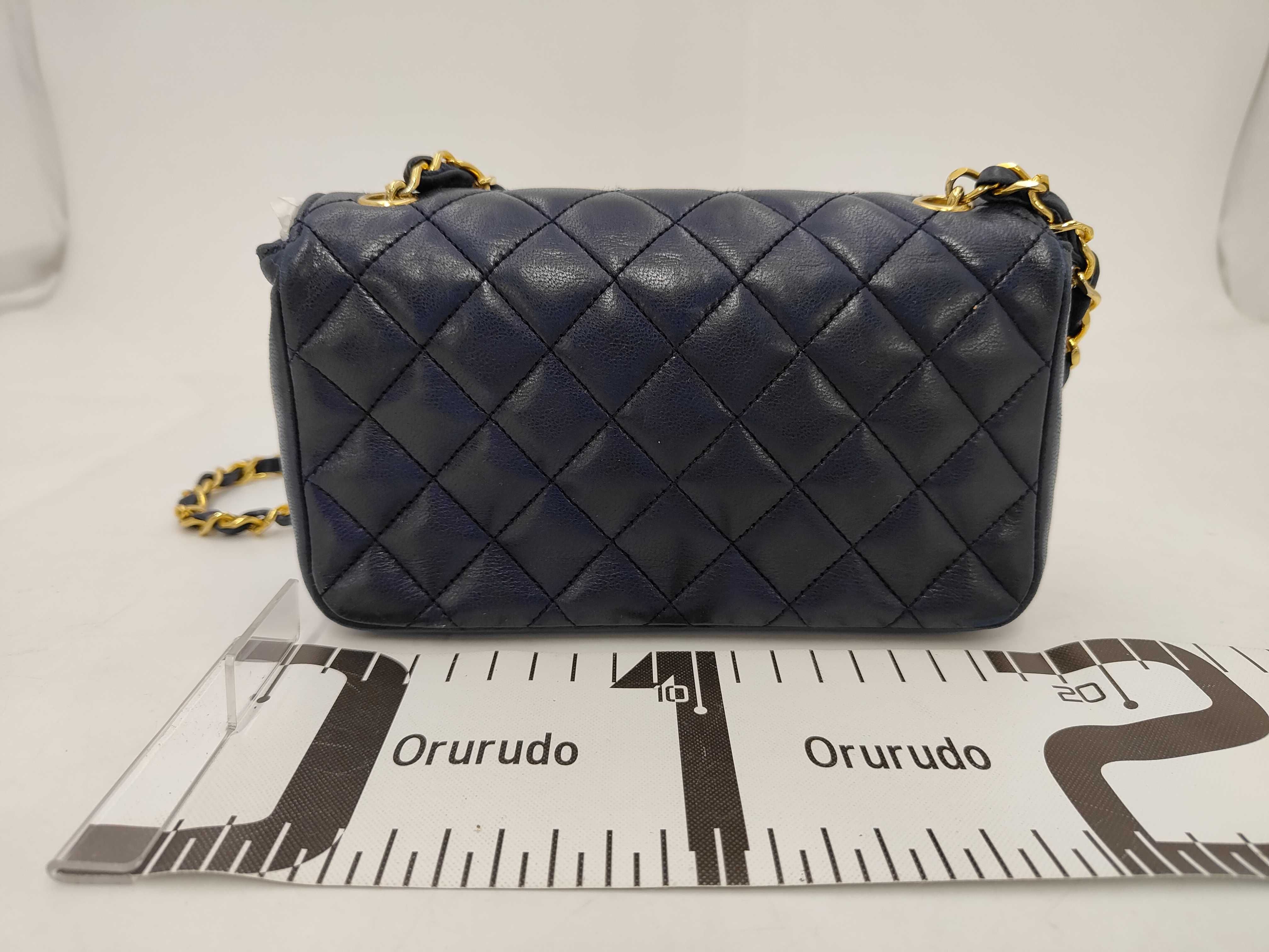 Lambskin Mini Matelassé Navy Shoulder Bag — view 2