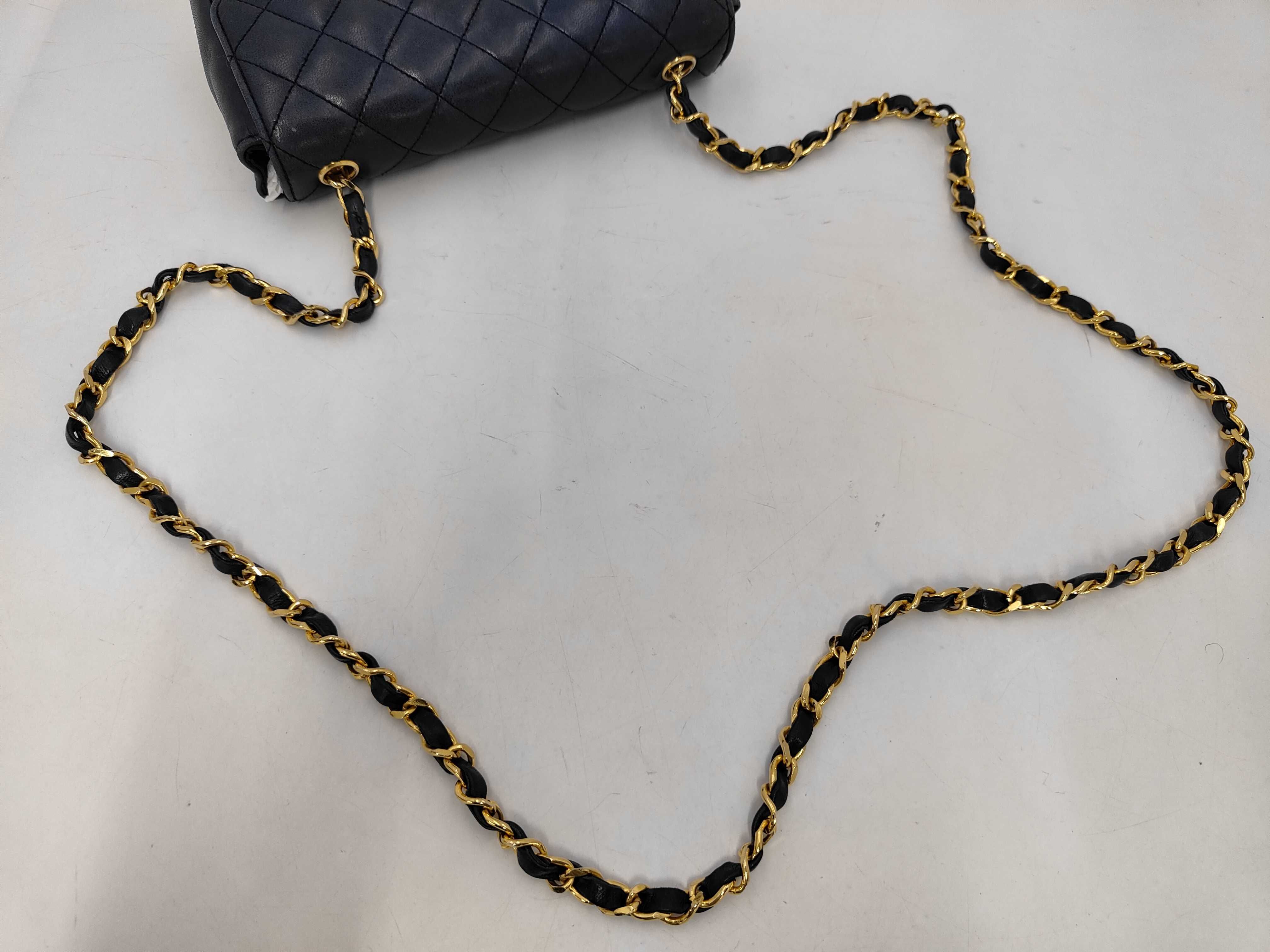 Lambskin Mini Matelassé Navy Shoulder Bag — view 3