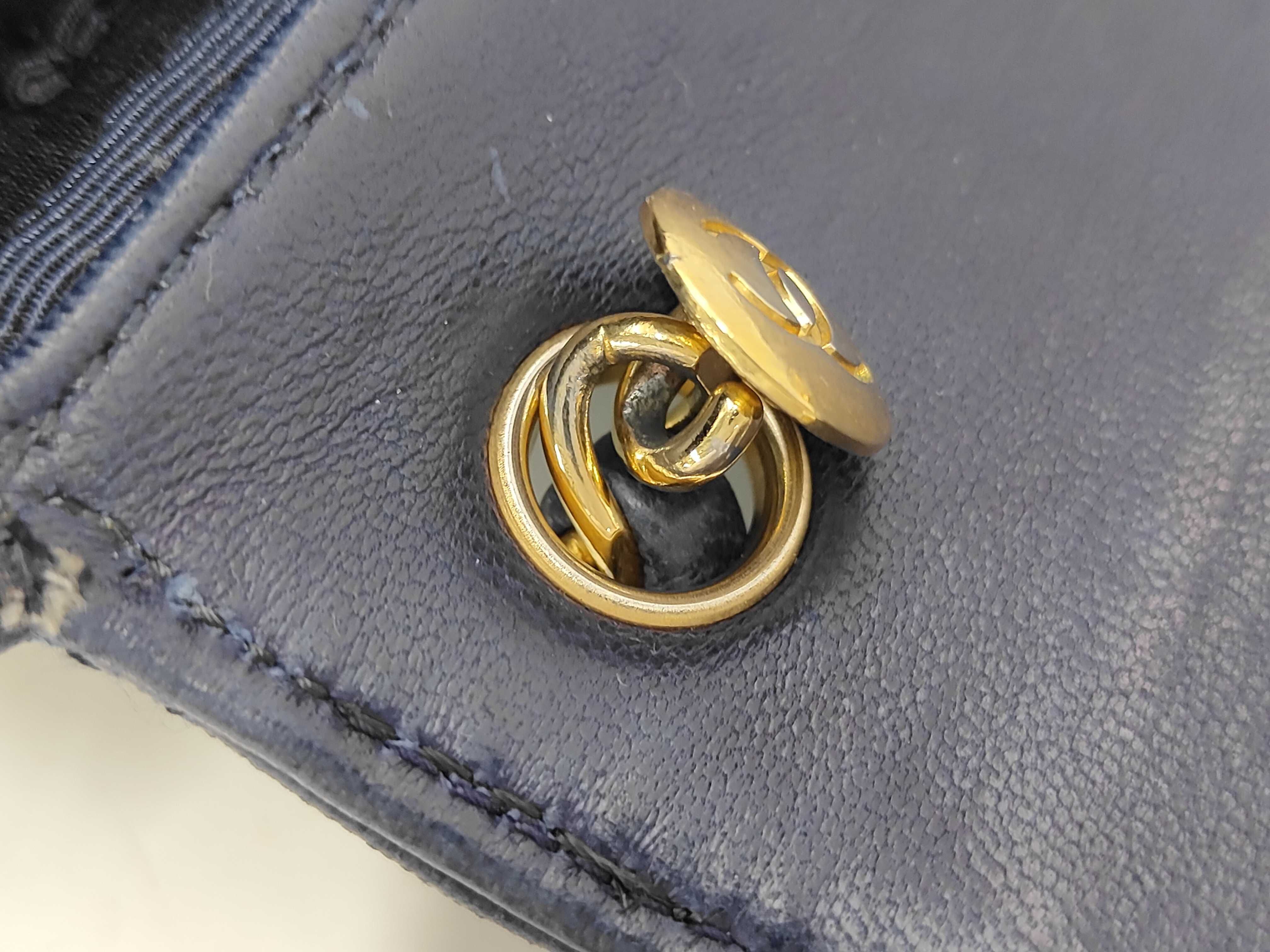 Lambskin Mini Matelassé Navy Shoulder Bag — view 5