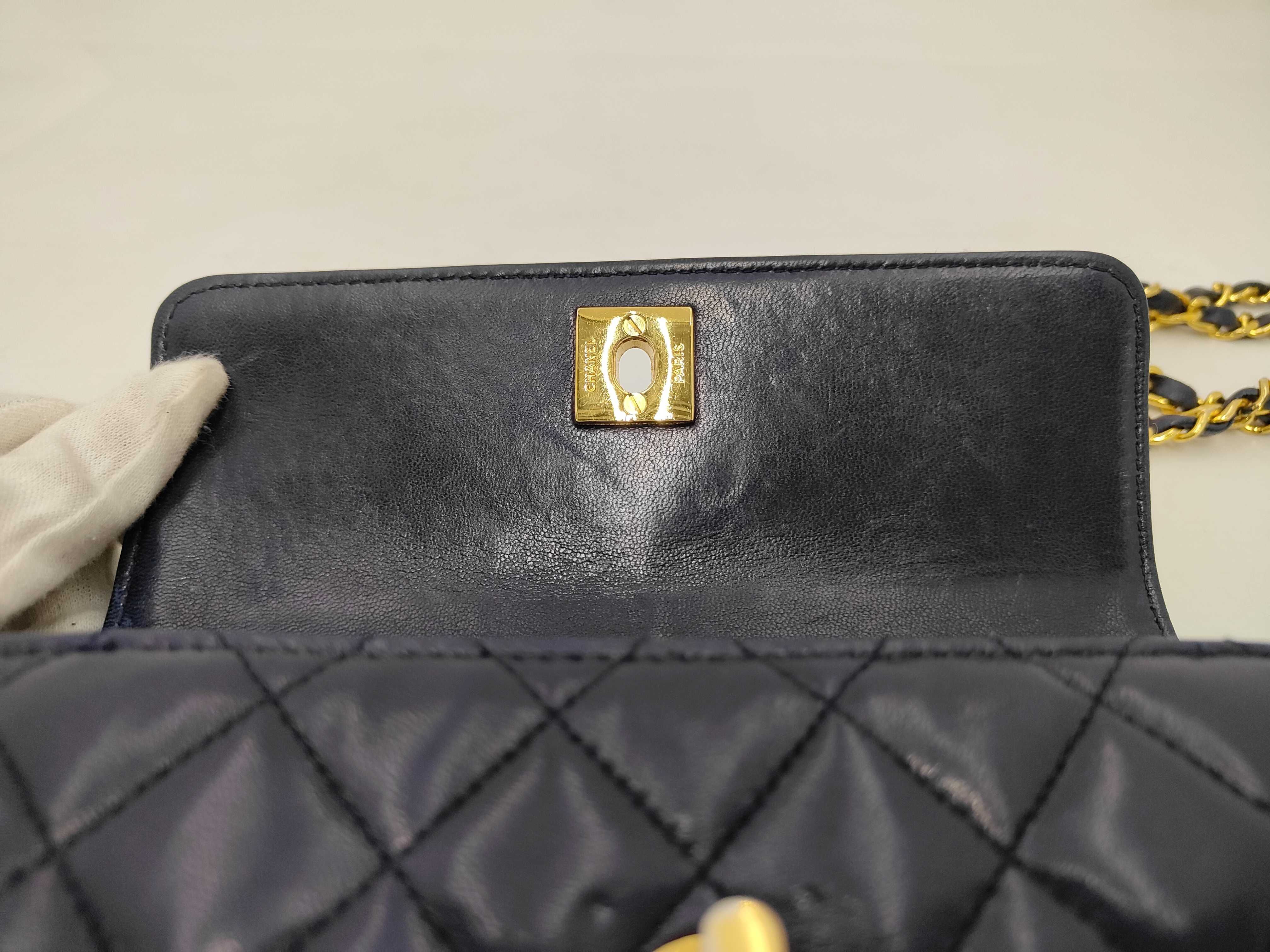 Lambskin Mini Matelassé Navy Shoulder Bag — view 9