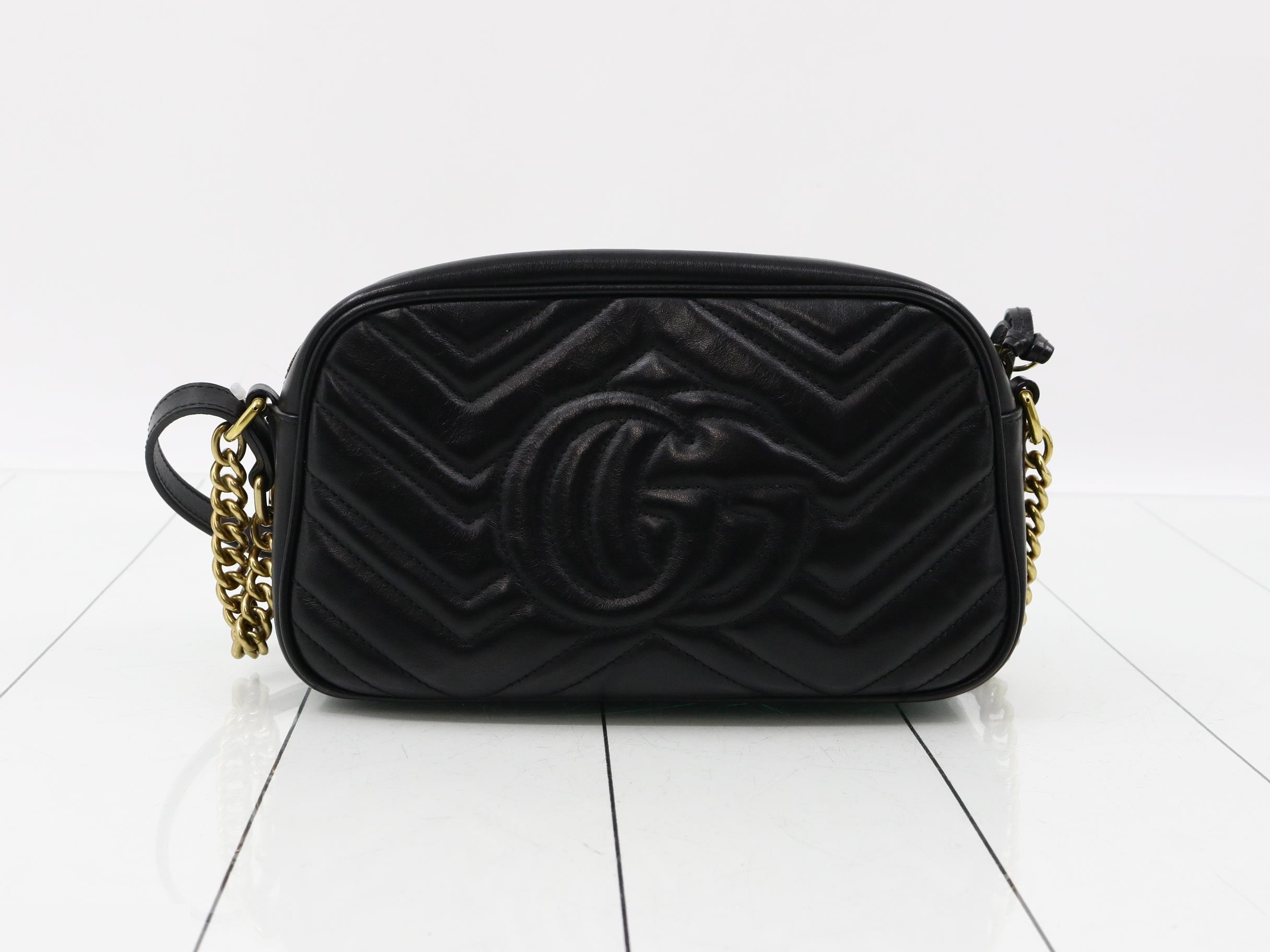 GG Marmont Shoulder Bag, Leather, Black — view 2