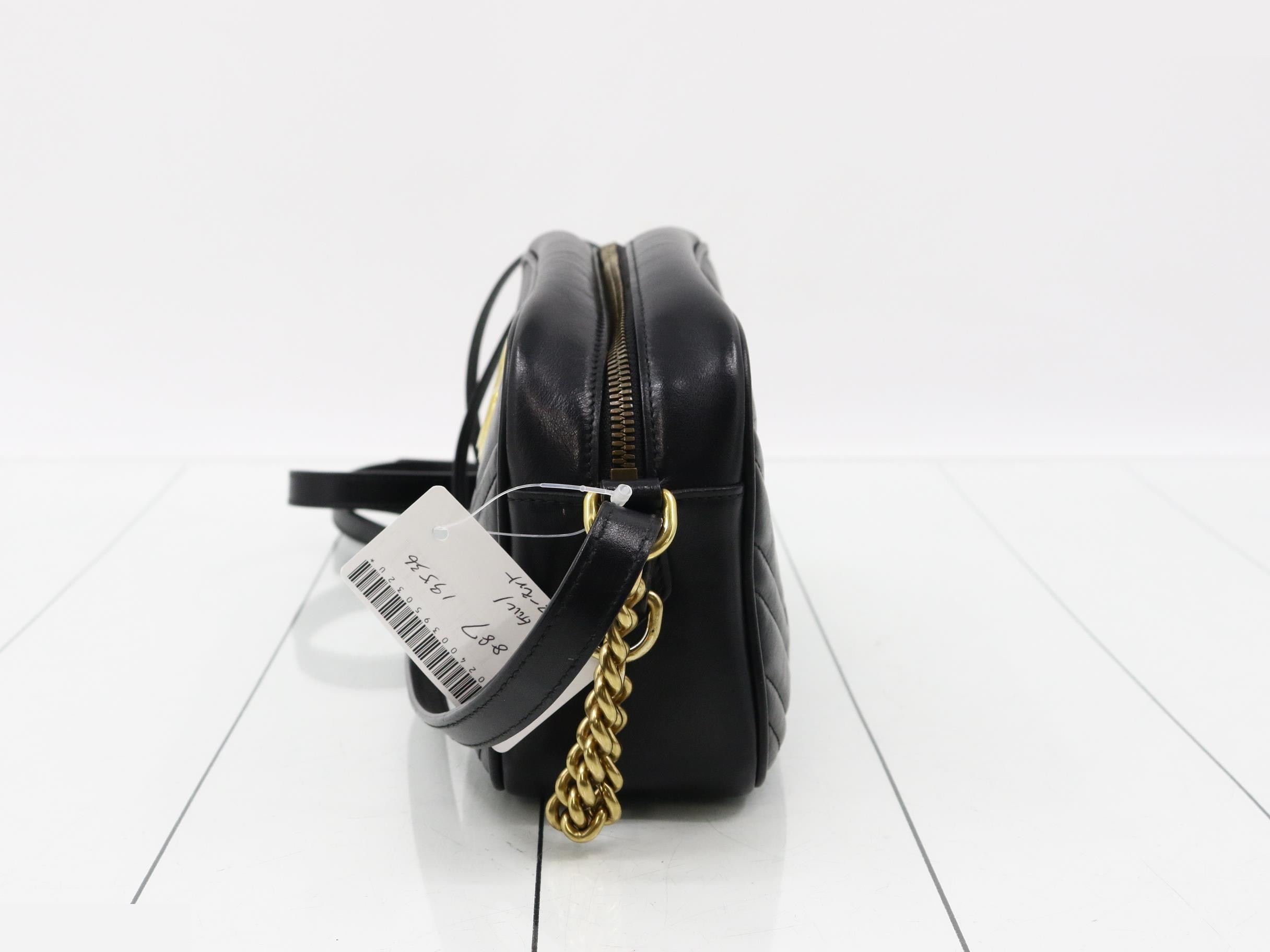GG Marmont Shoulder Bag, Leather, Black — view 3