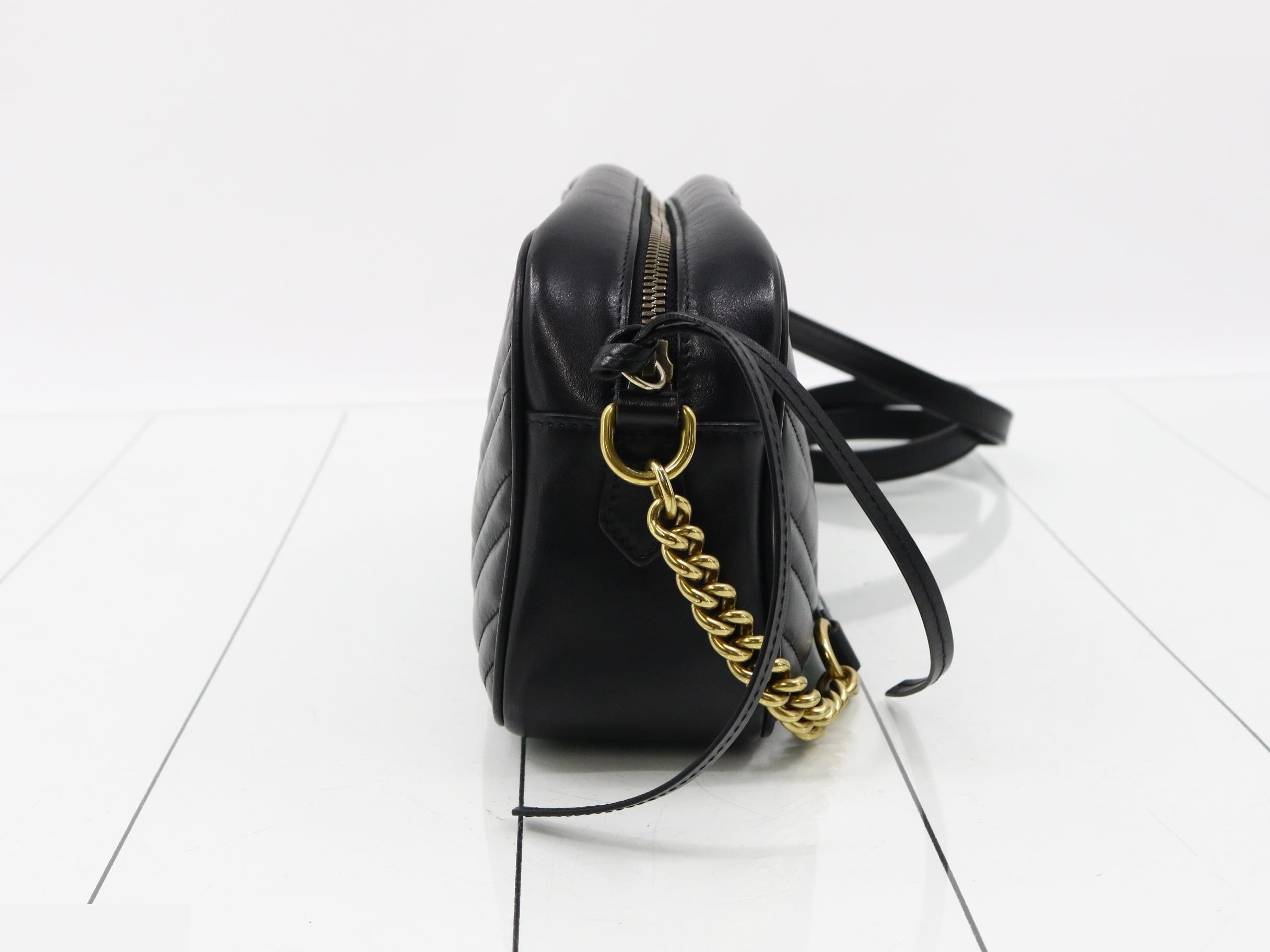GG Marmont Shoulder Bag, Leather, Black — view 4